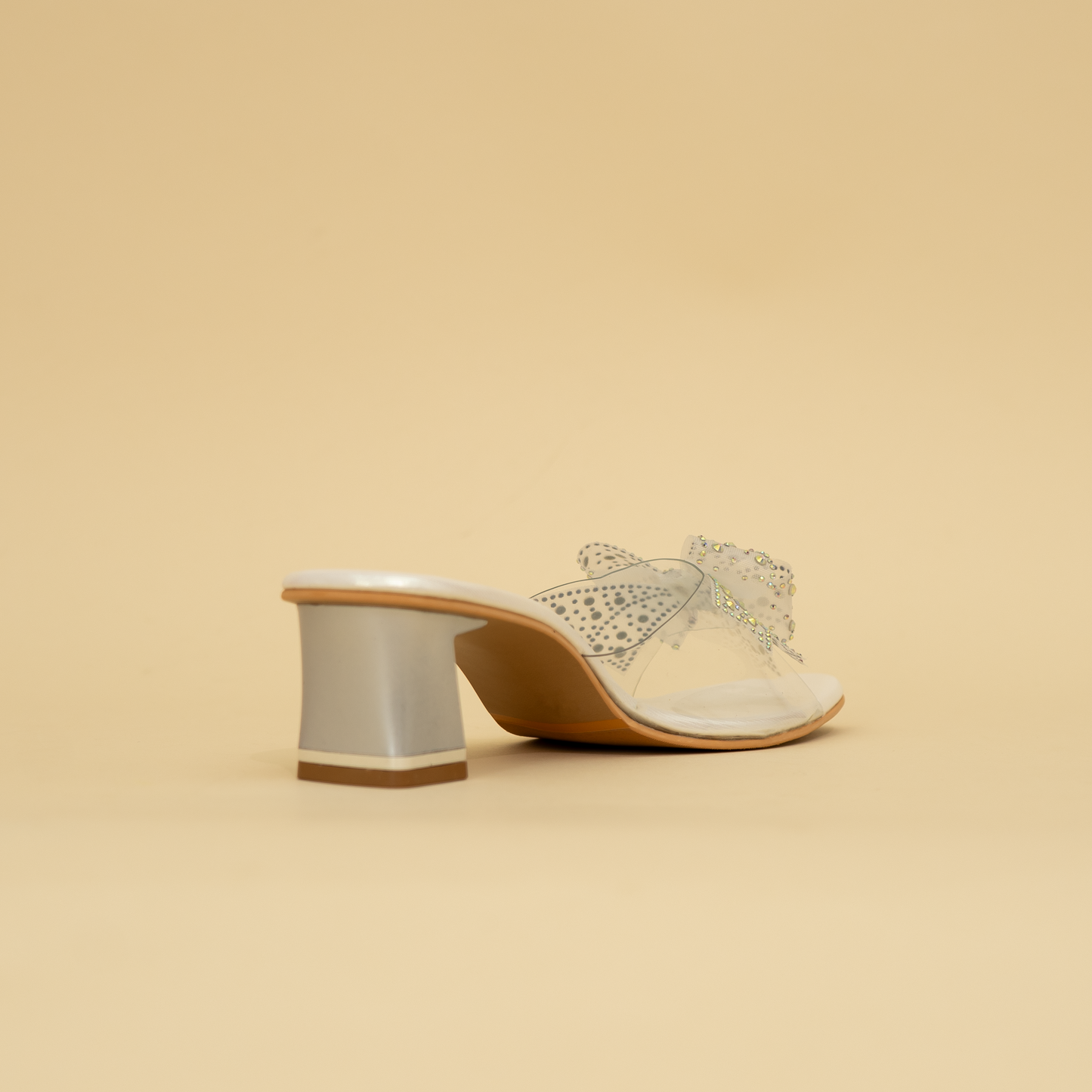 Crystal butterfly bow heels