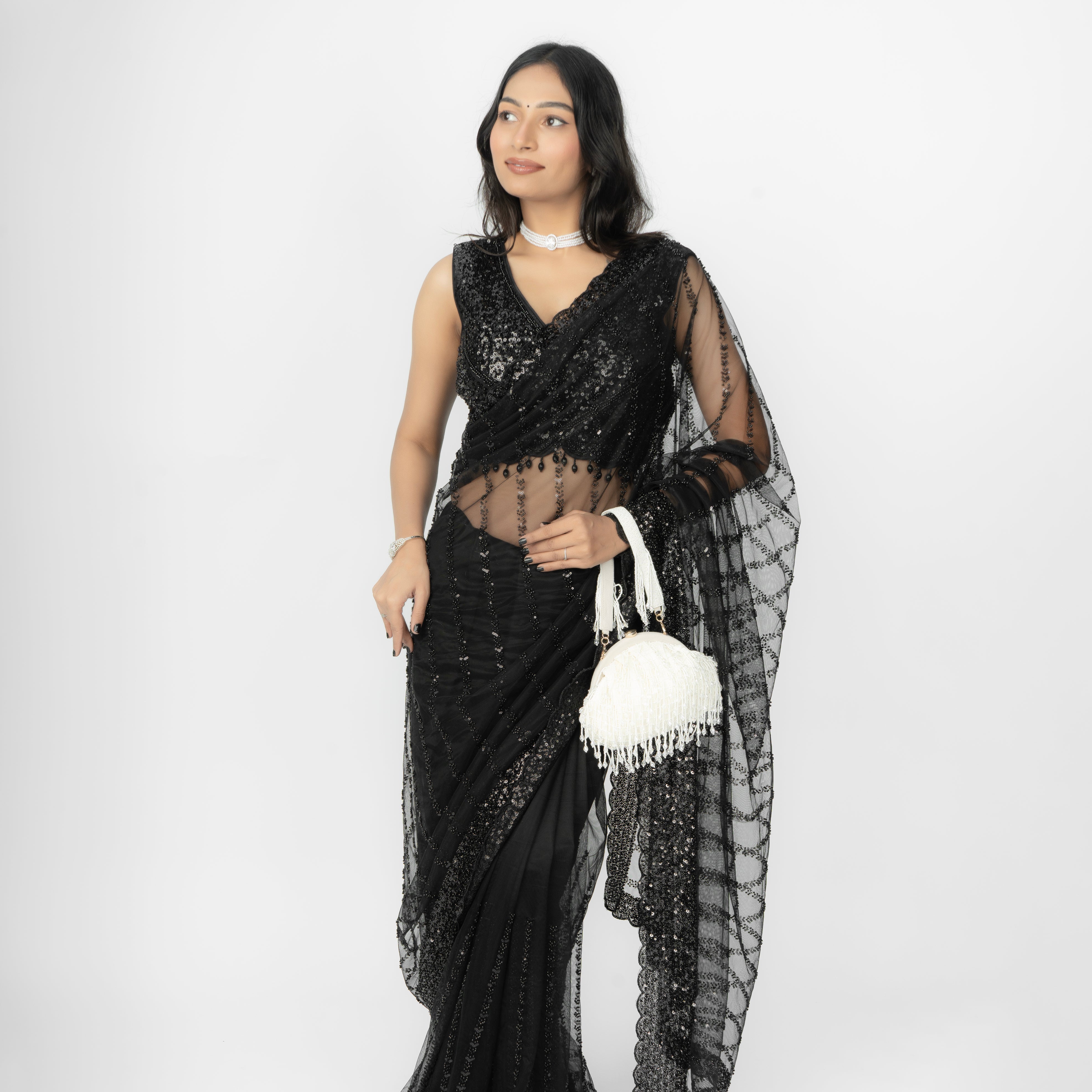 Opulent Pearl Satin Potli
