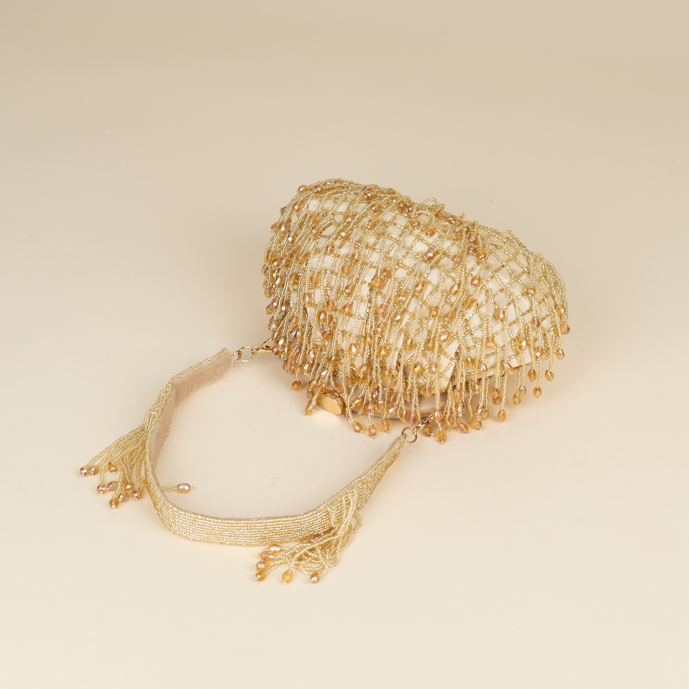 Opulent Pearl Satin Potli