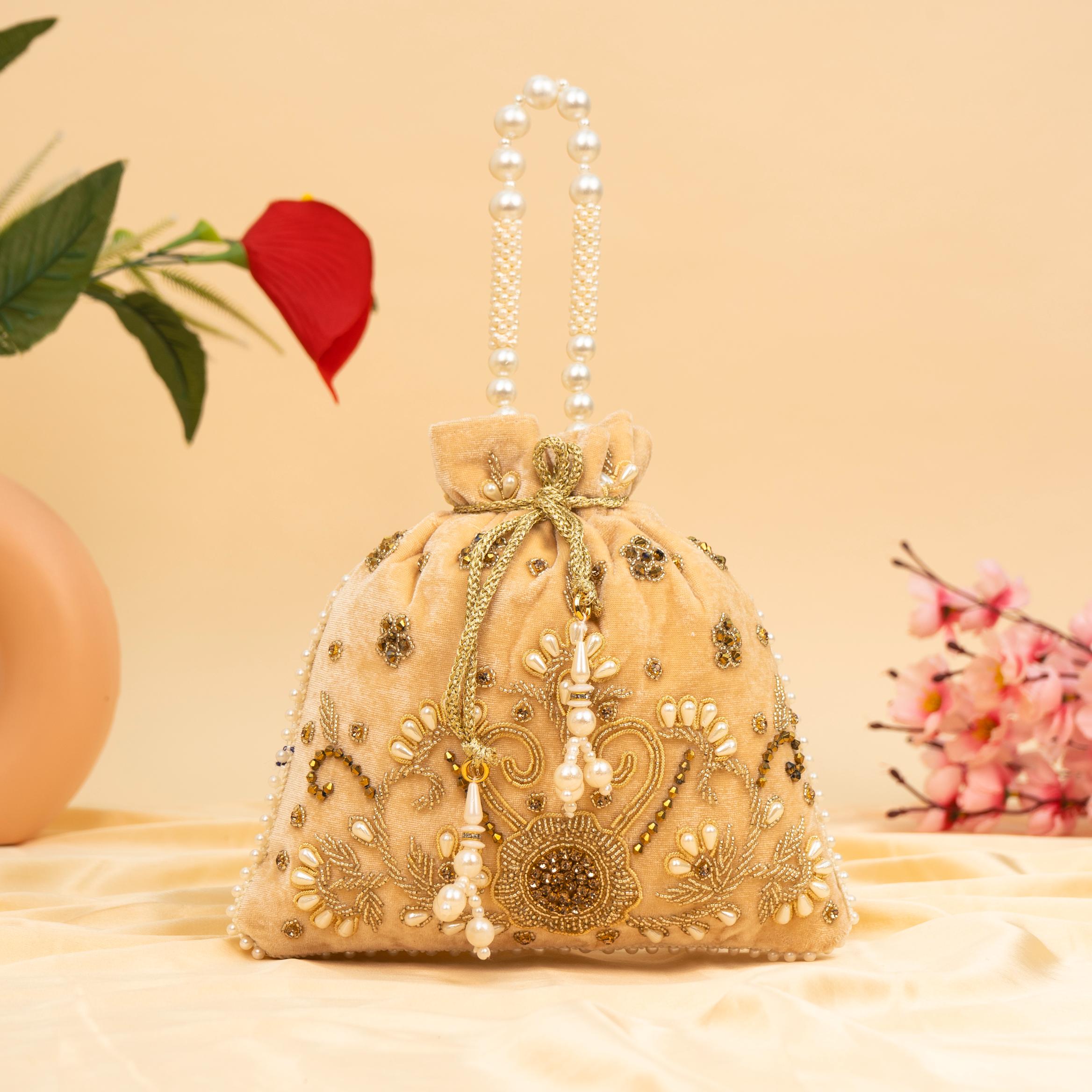 Vibrant Floral Zardosi Potli