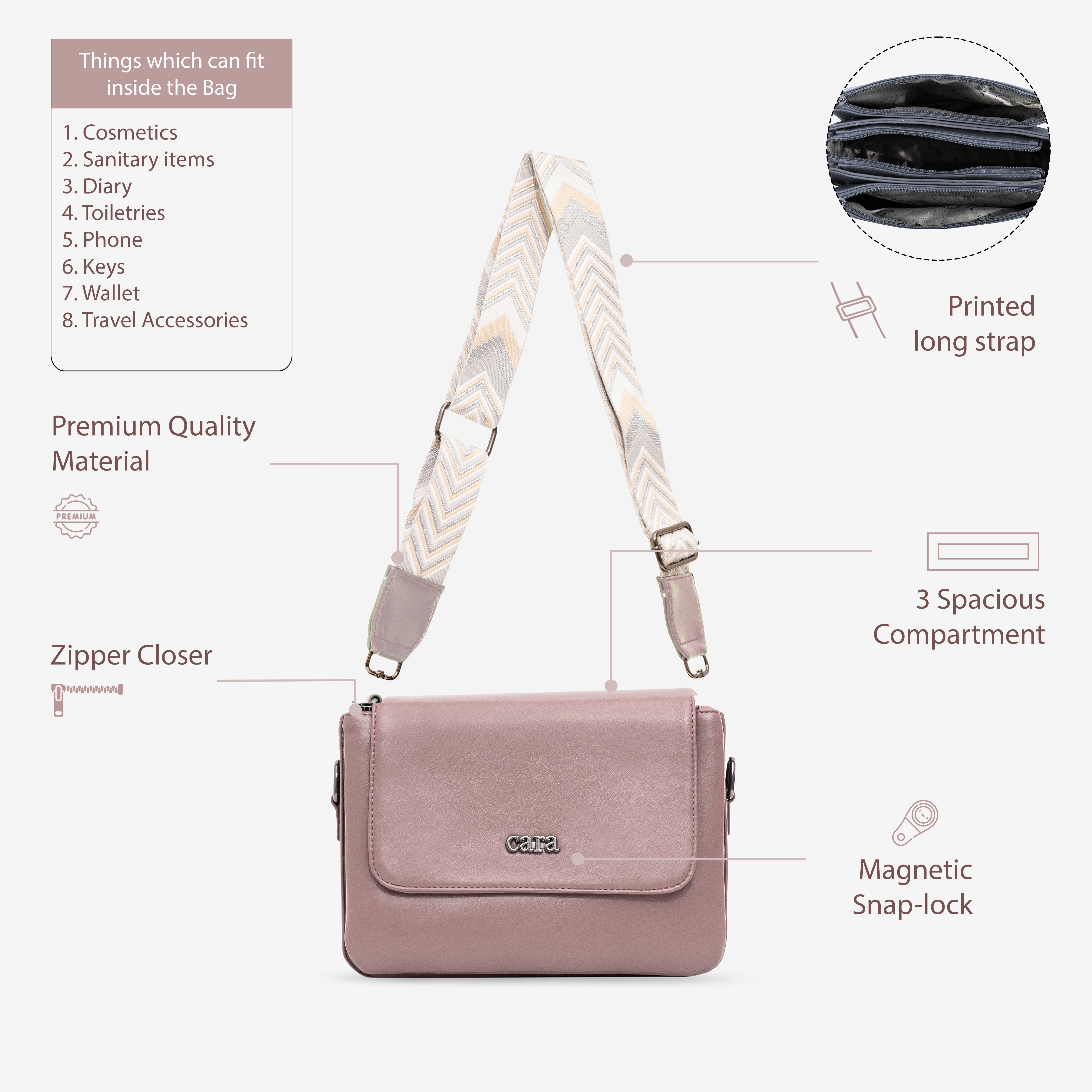 Lavender  Casual Catcher  slingbag  | cara