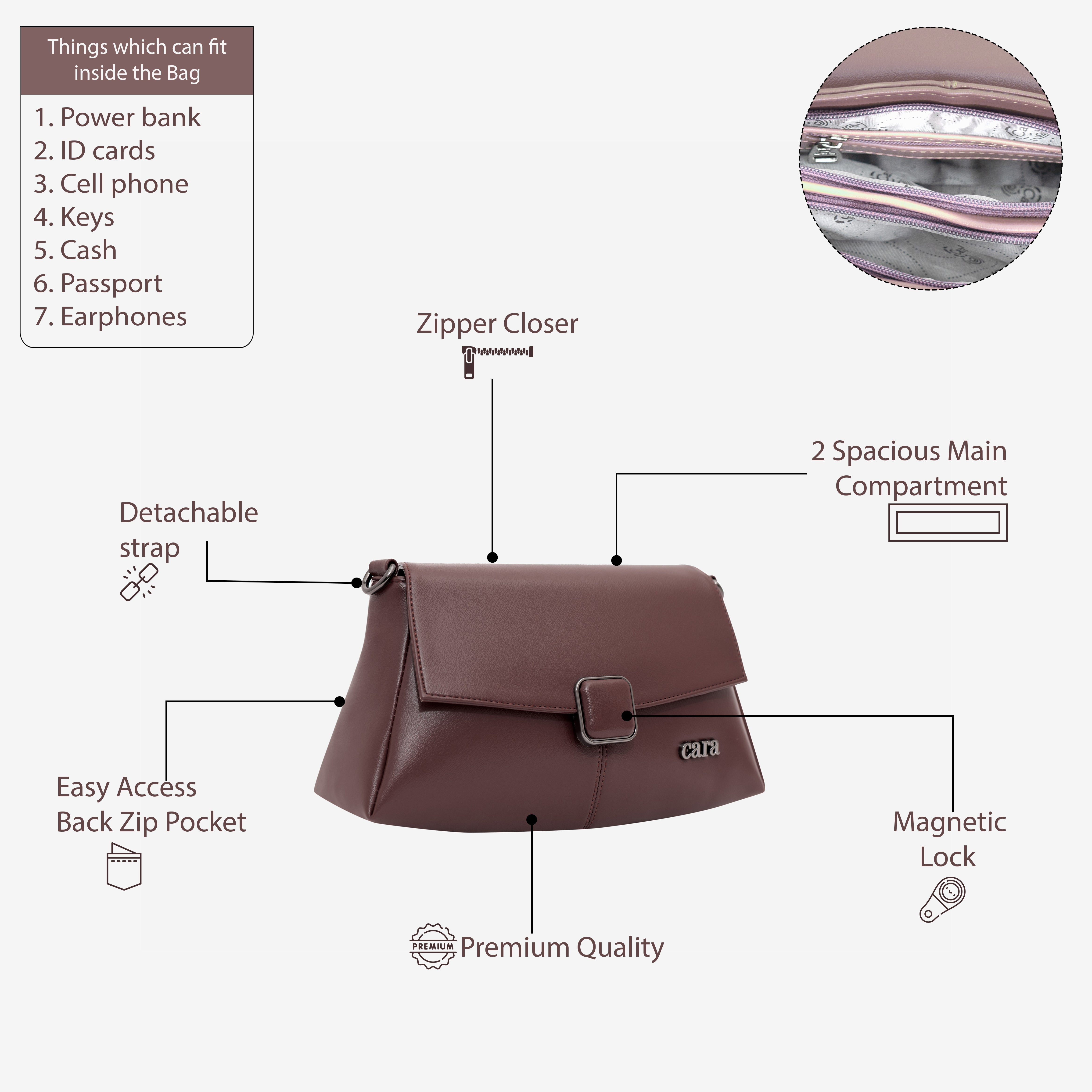 dark brown Modish carry sling bag I CARA