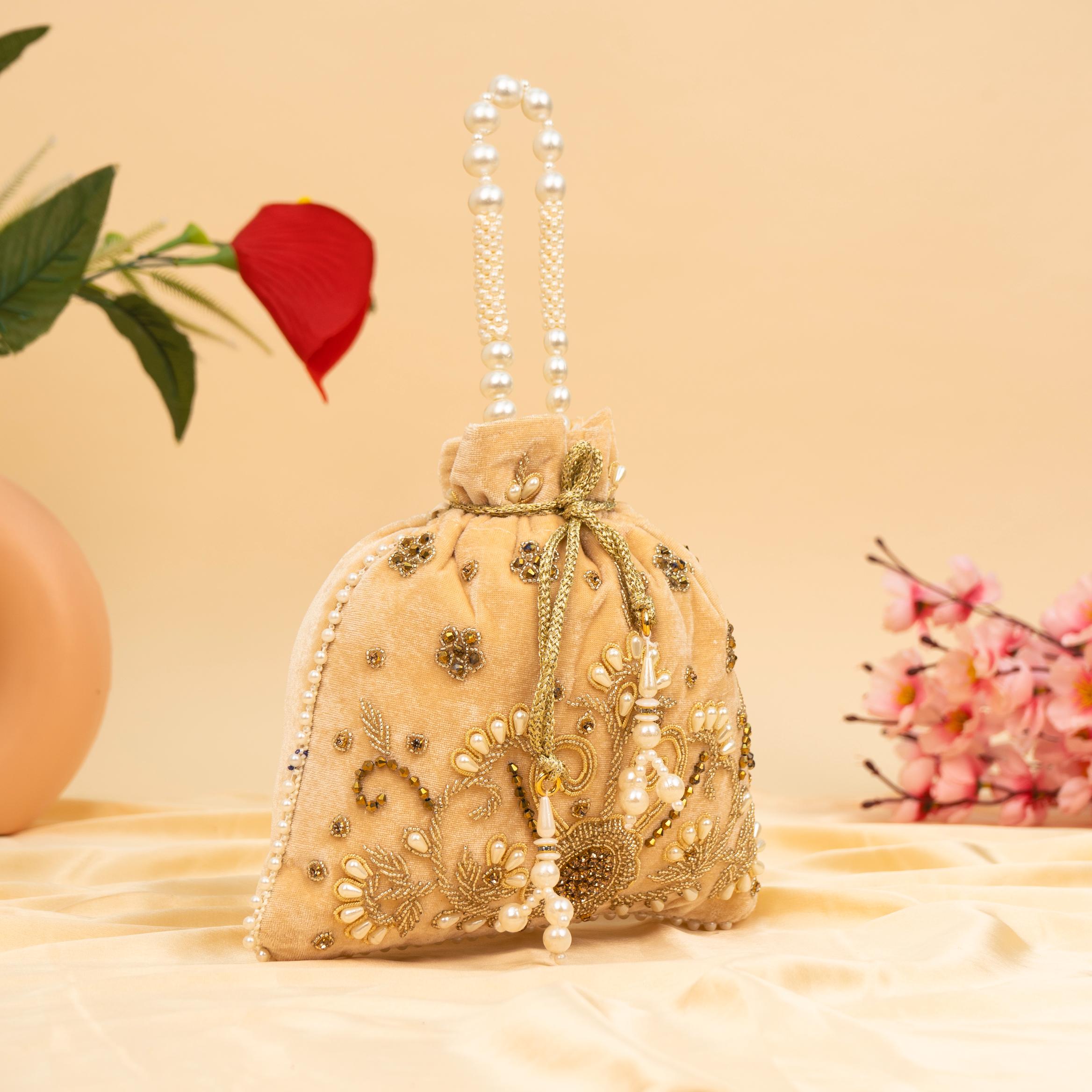 Vibrant Floral Zardosi Potli