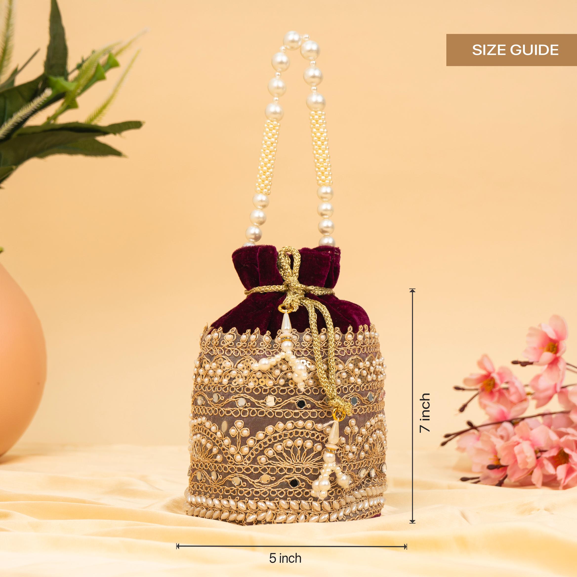 Zari Gold Velvet Potli