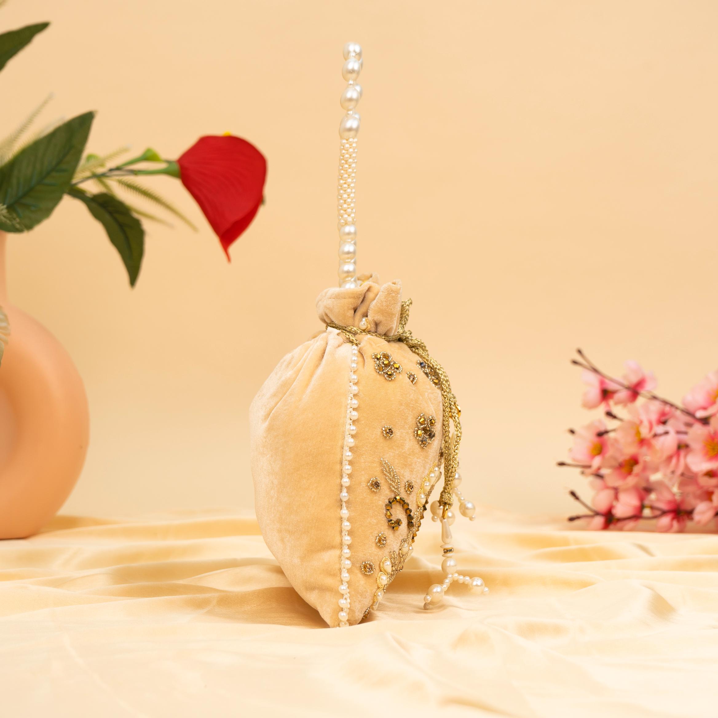 Vibrant Floral Zardosi Potli