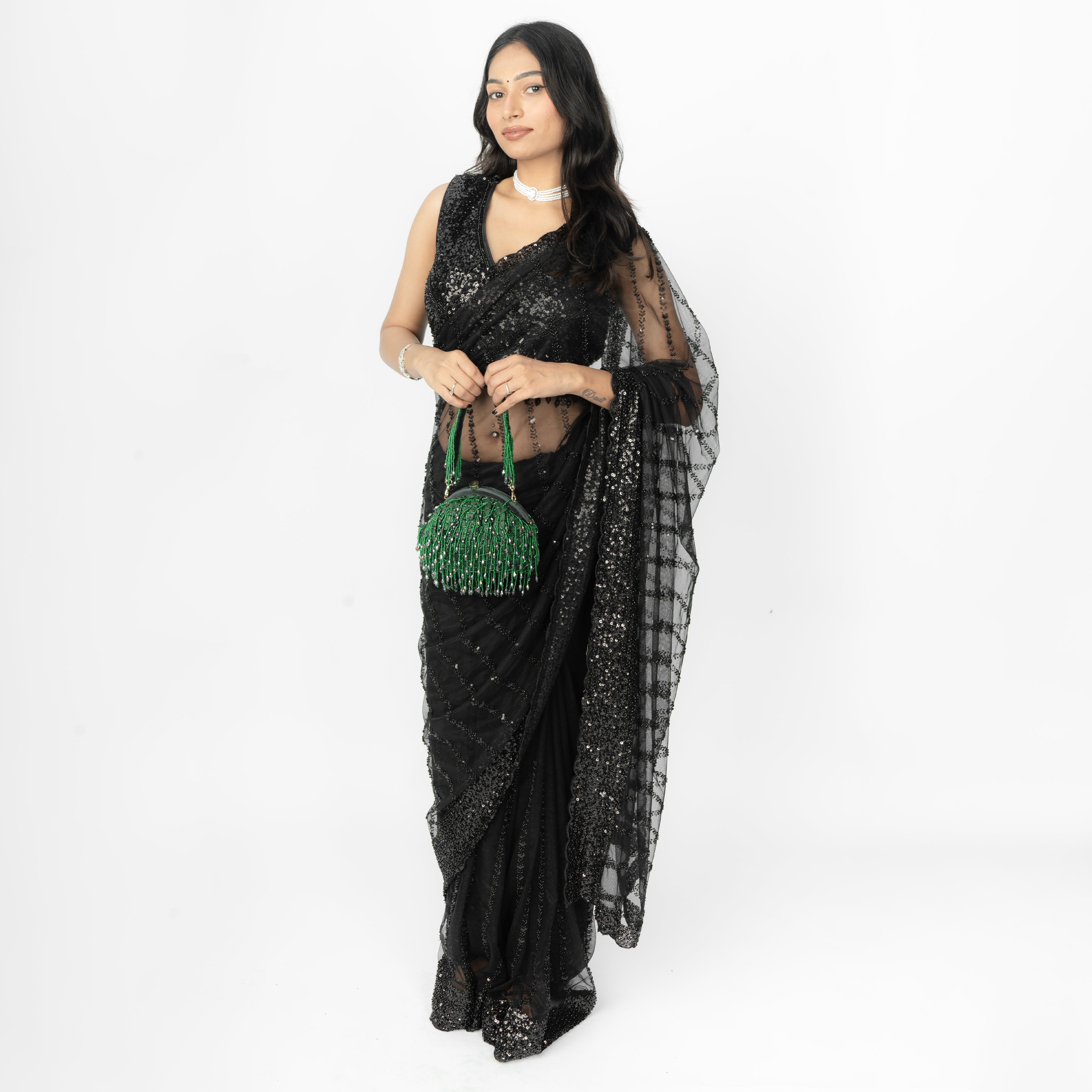 Opulent Pearl Satin Potli