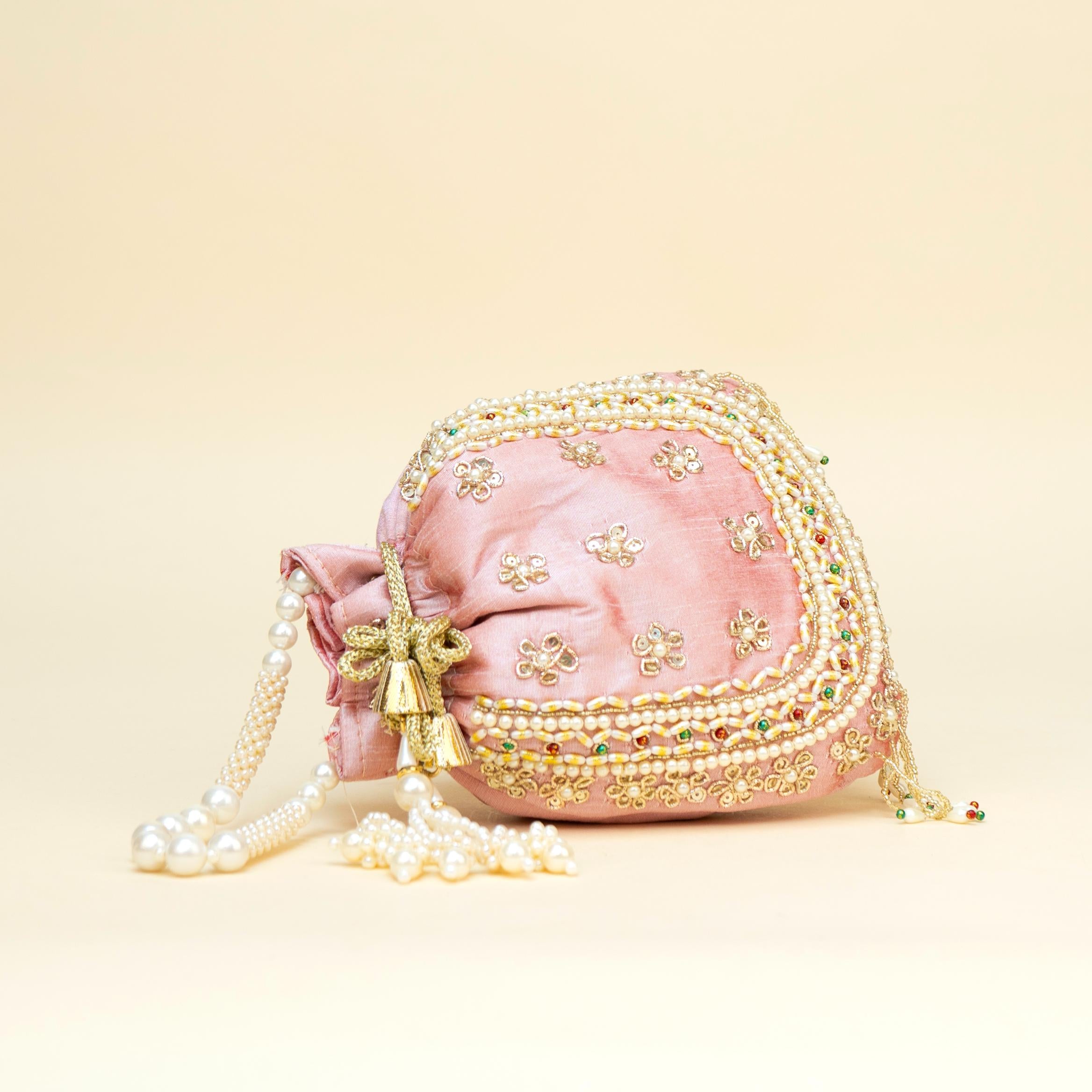 Blush Gold Braid Potli