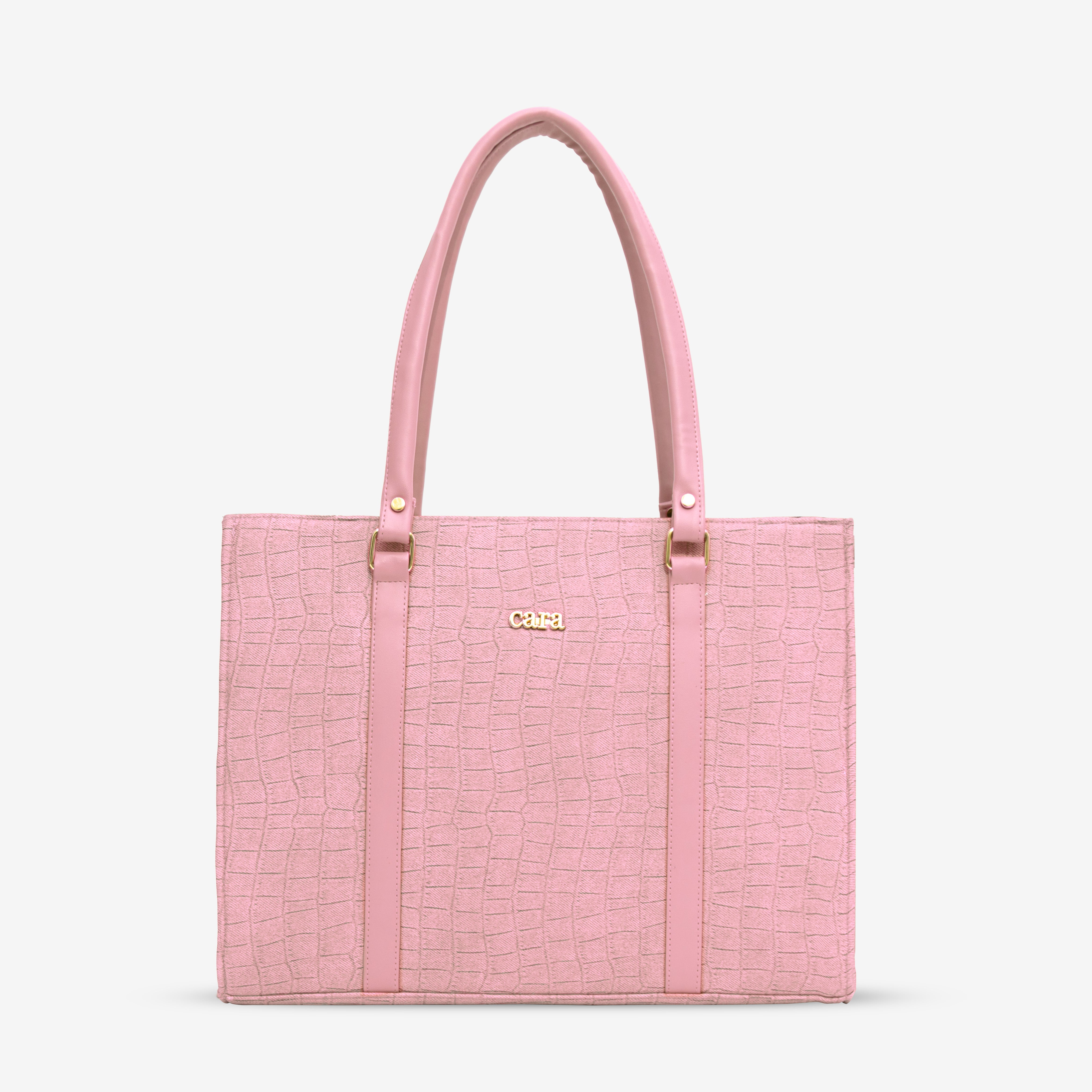 Pink Croc Textured Shoulder Bag  I Cara