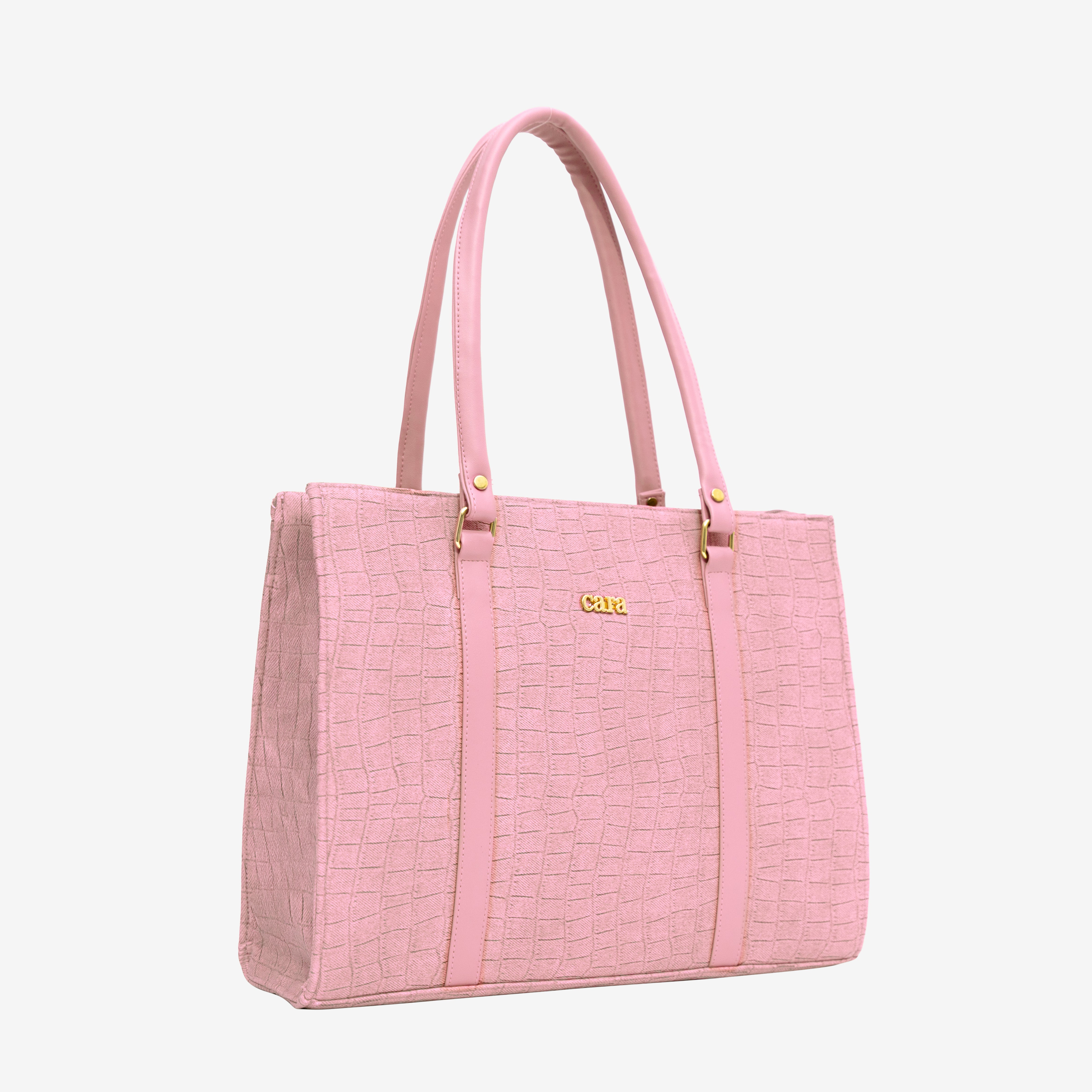 Pink Croc Textured Shoulder Bag  I Cara