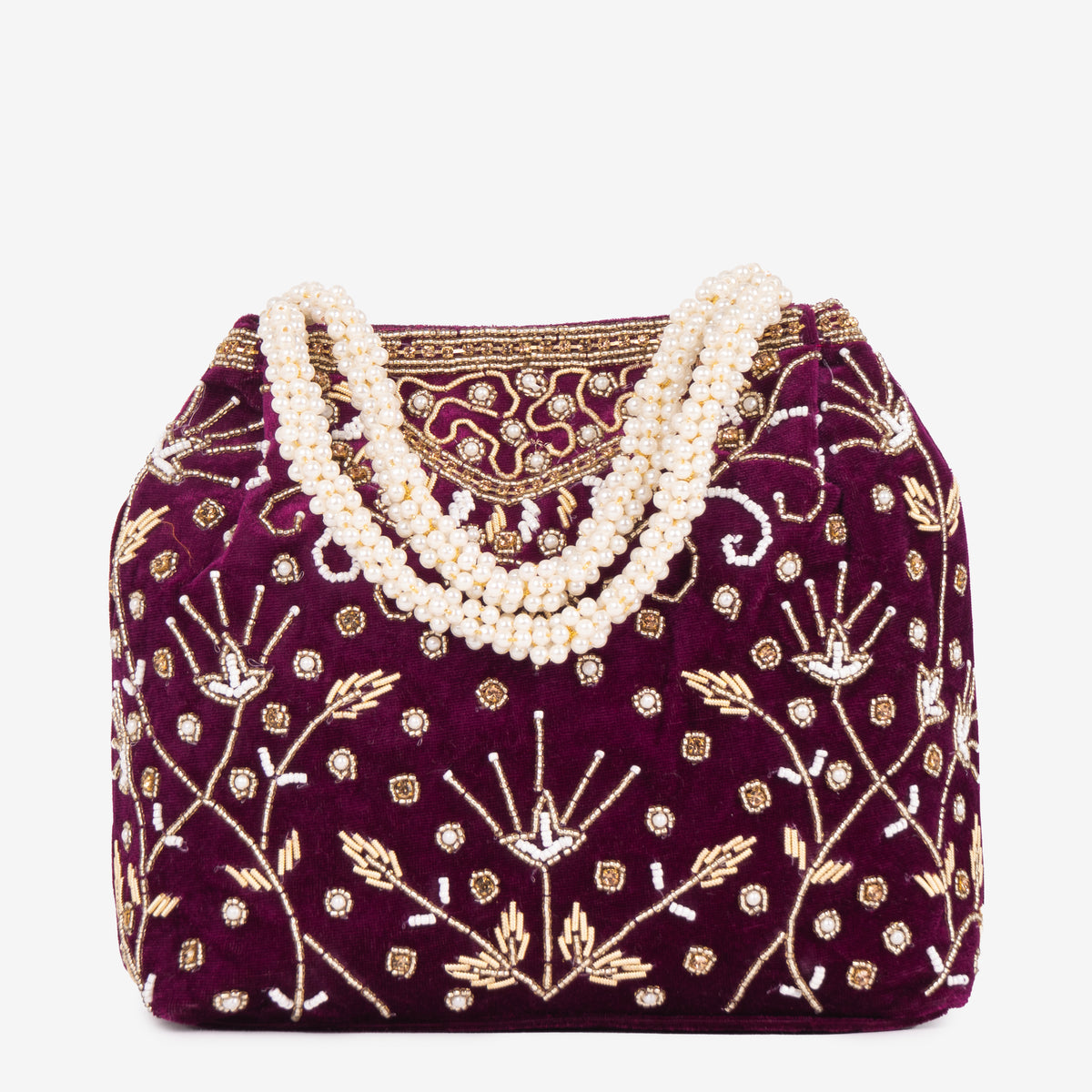 Bridal Pearlstone Velvet Potli