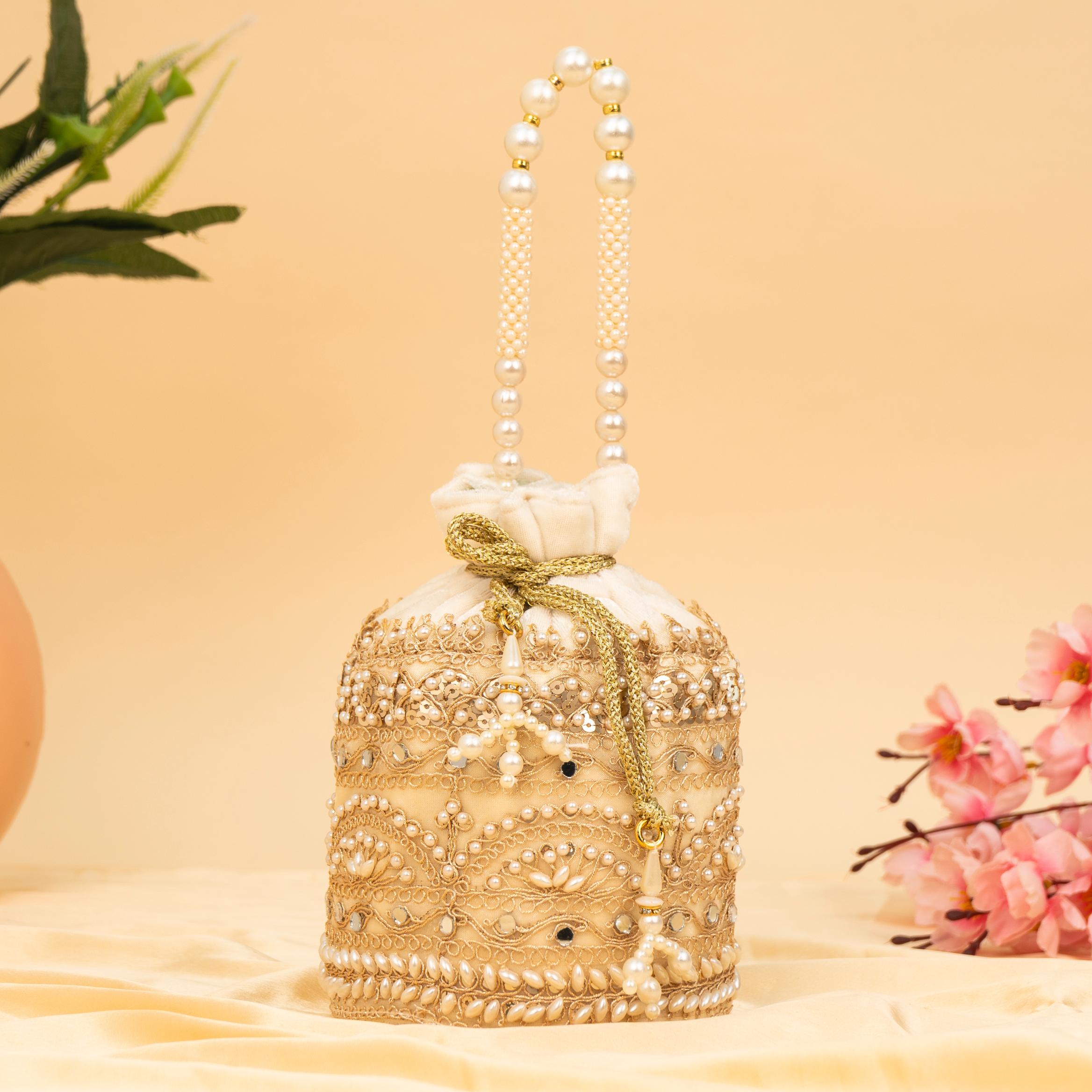 Zari Gold Velvet Potli