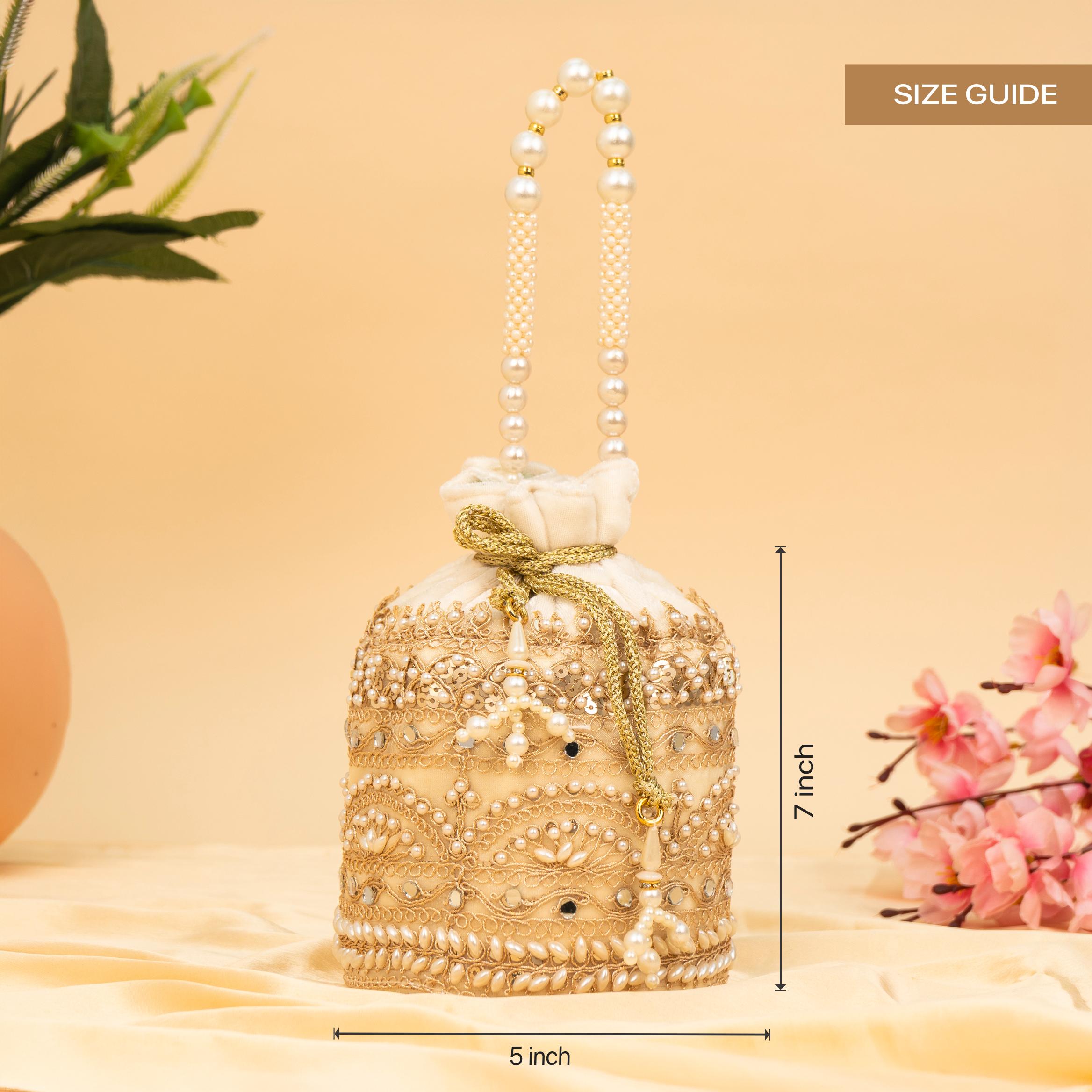 Zari Gold Velvet Potli