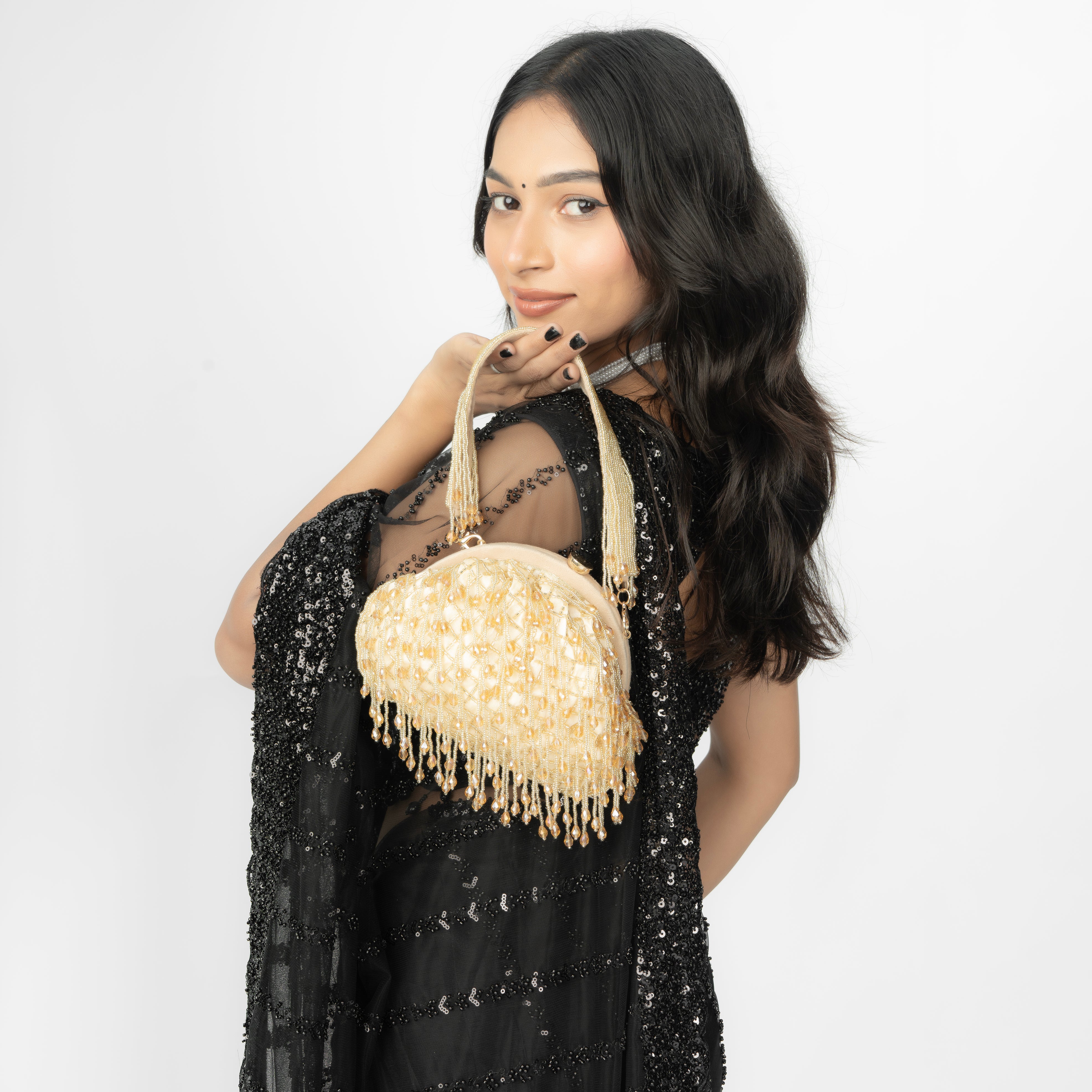Opulent Pearl Satin Potli