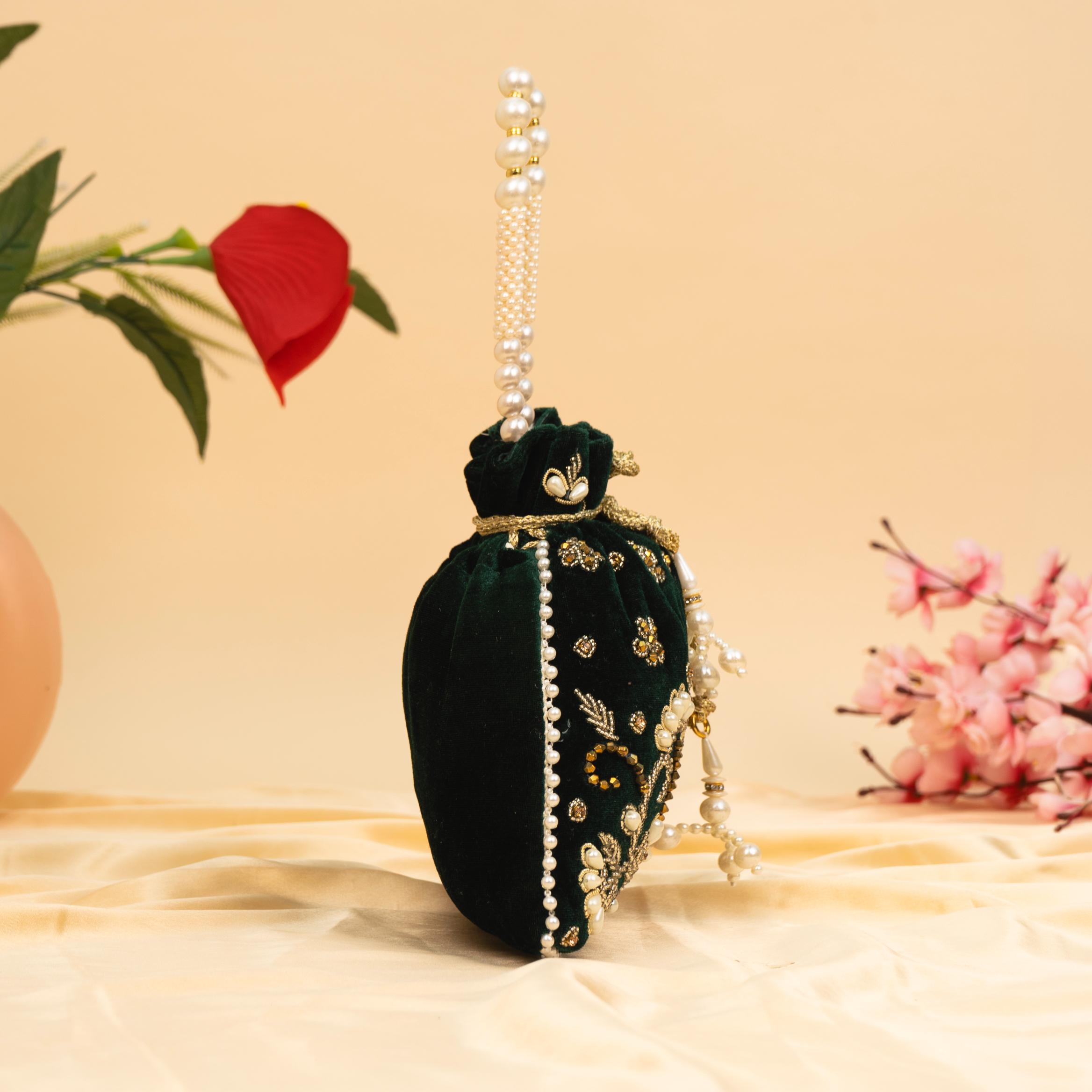 Vibrant Floral Zardosi Potli