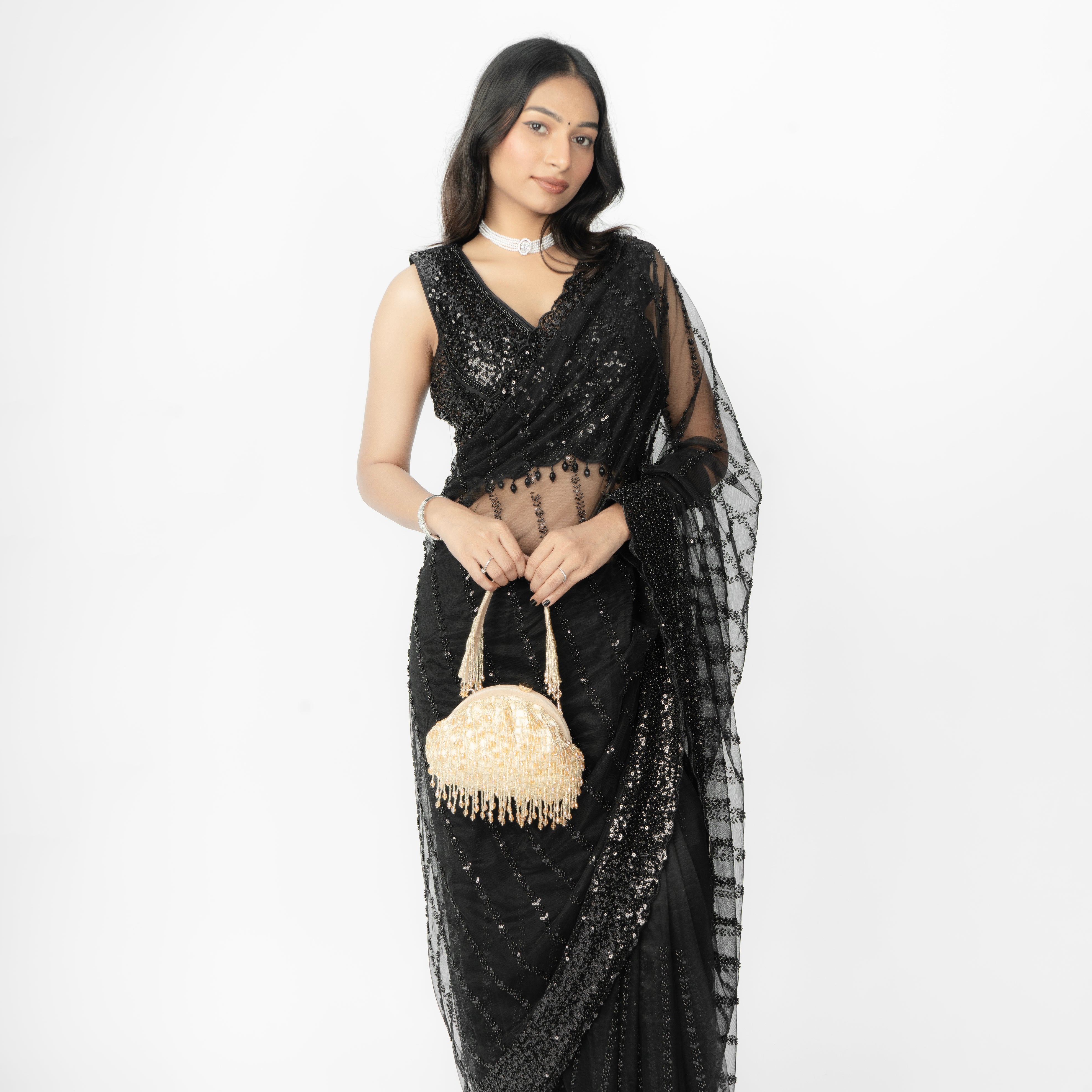 Opulent Pearl Satin Potli