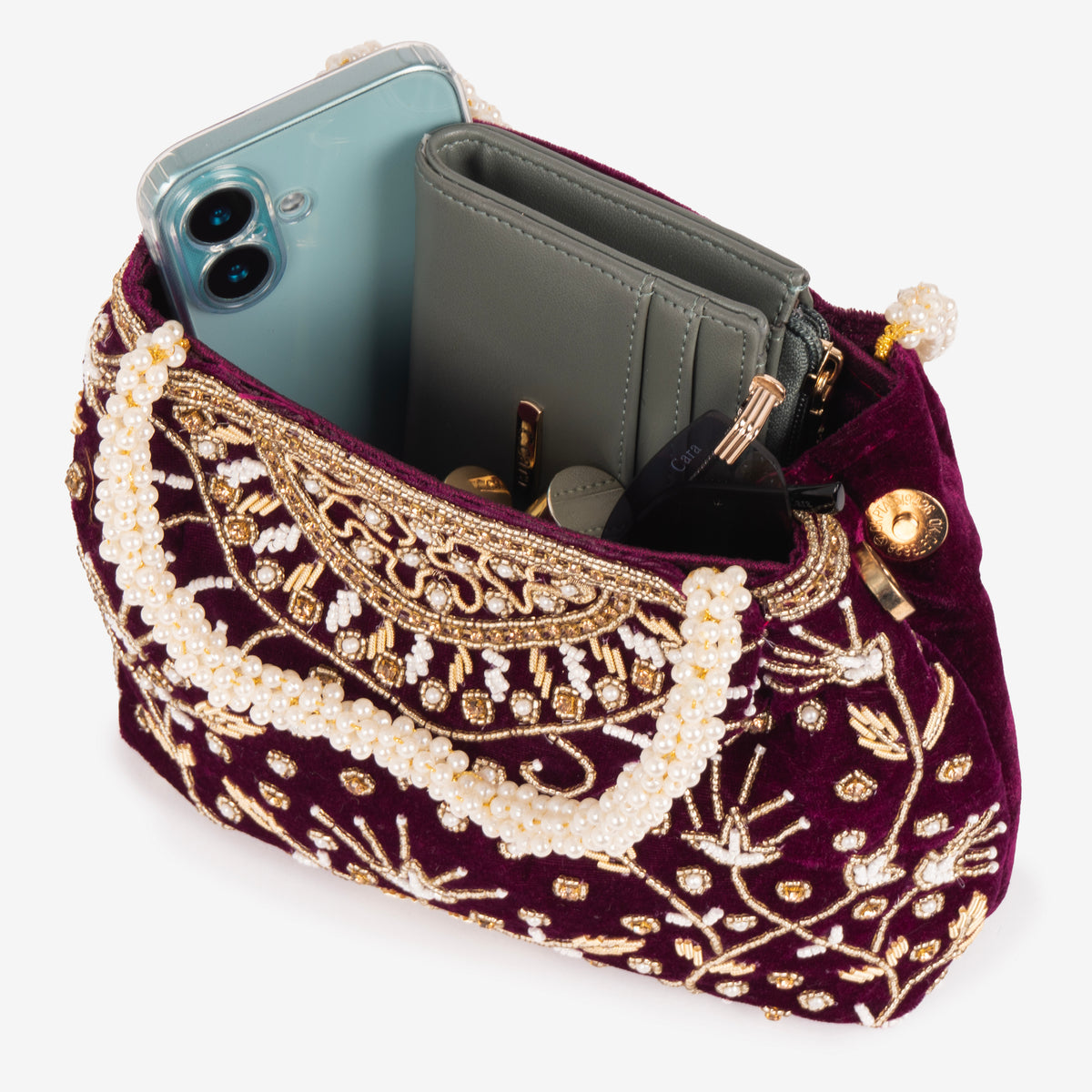 Bridal Pearlstone Velvet Potli