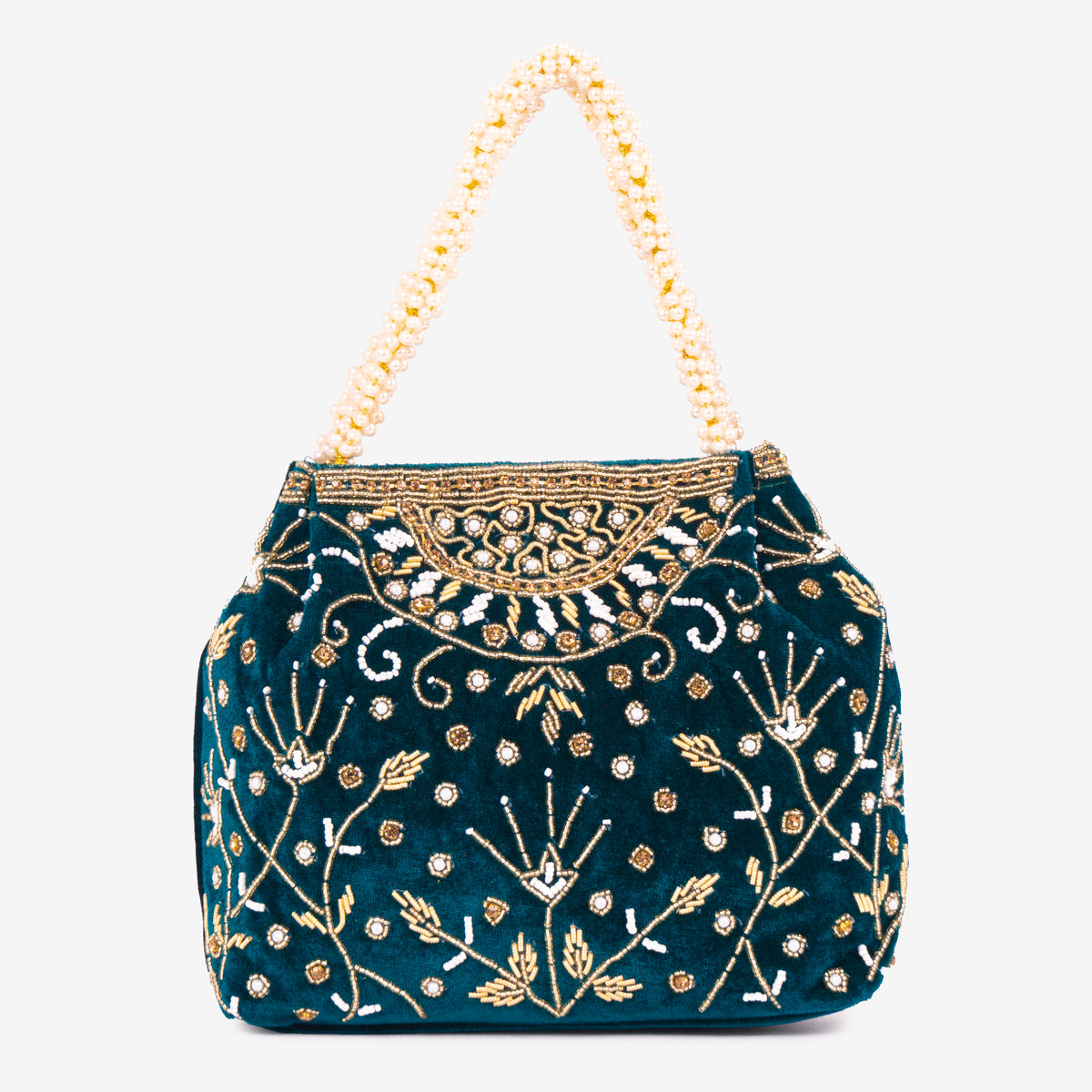 Bridal Pearlstone Velvet Potli
