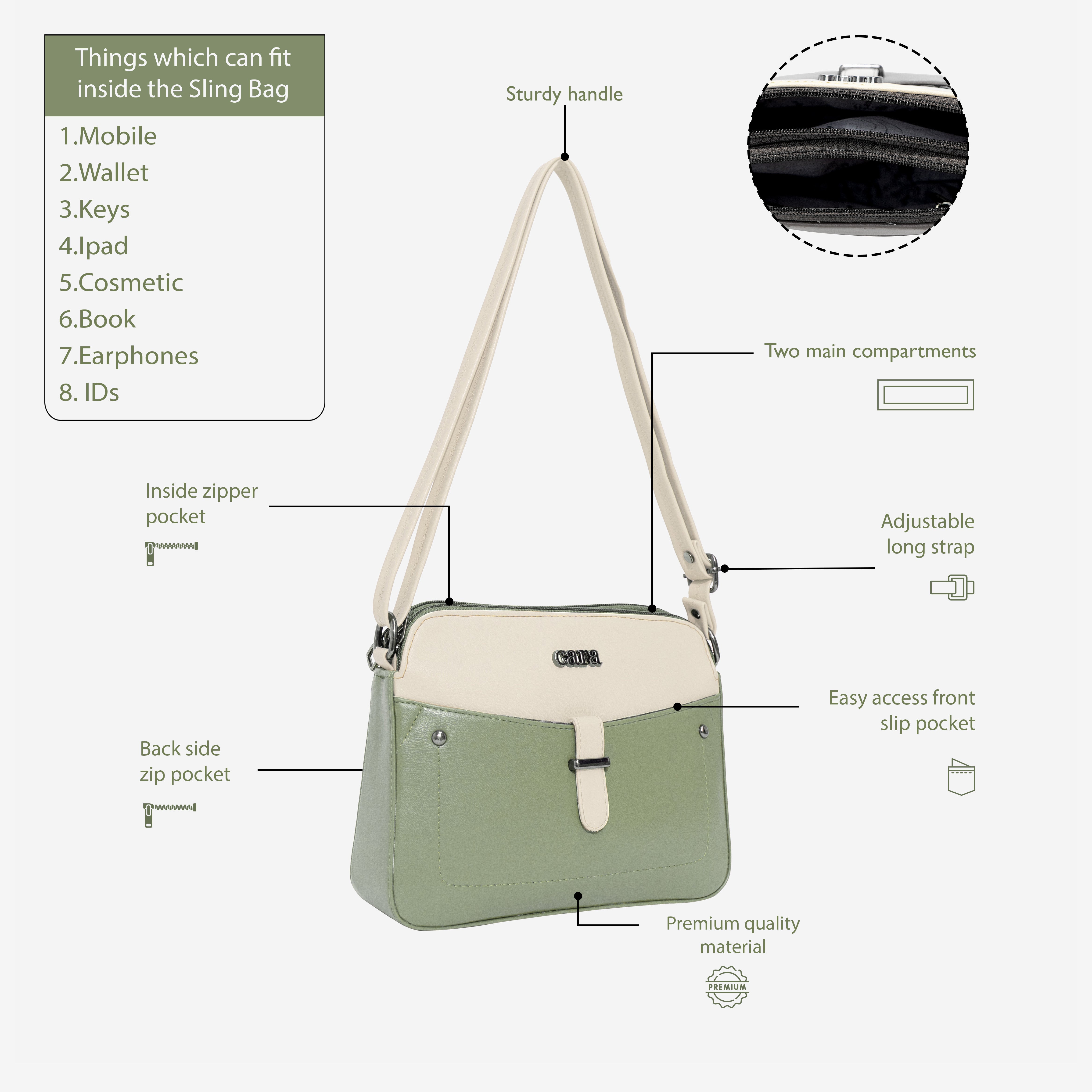 Green Chic Crossbody Charm  I Cara