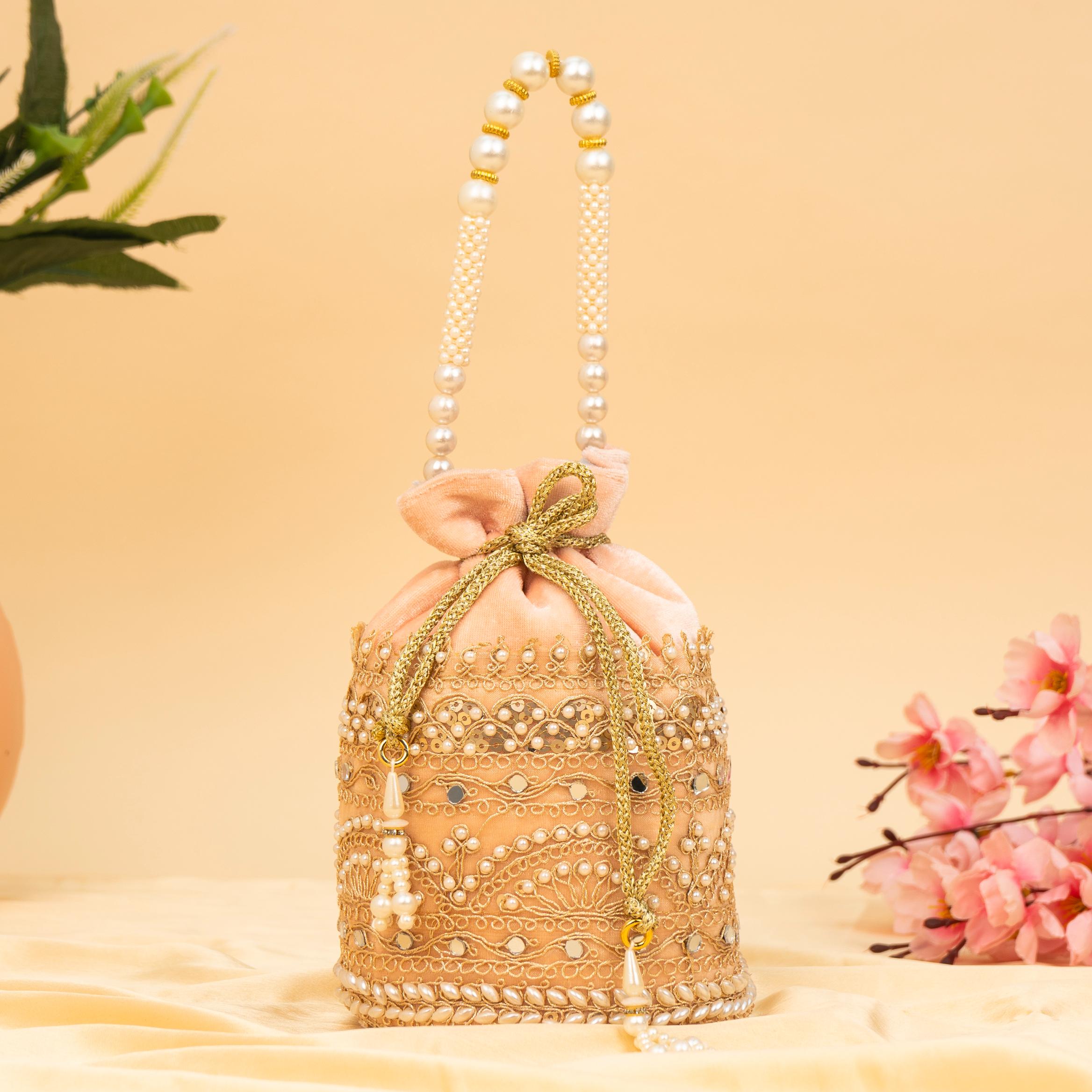 Zari Gold Velvet Potli