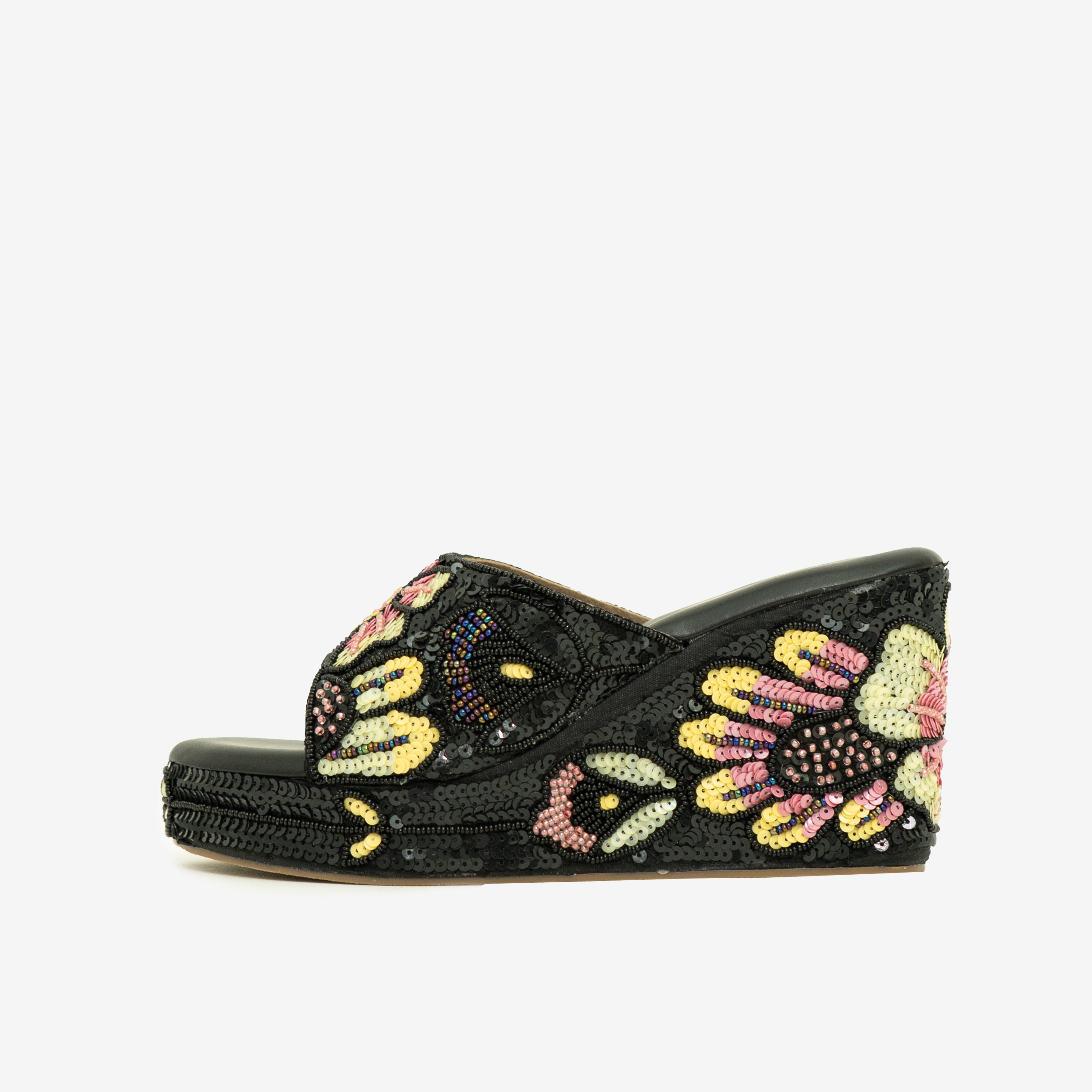 Black Blooming Elegance Wedge  I Cara