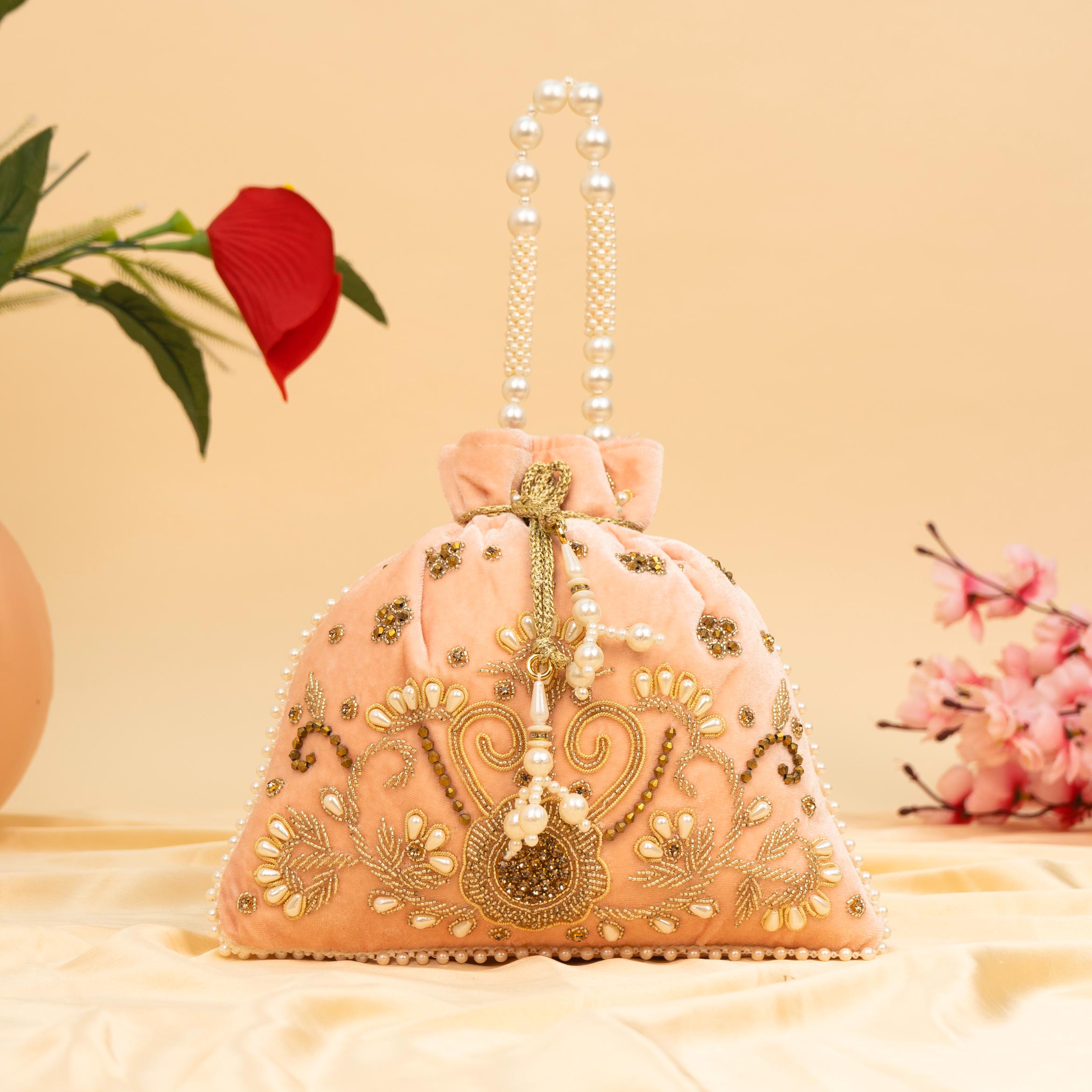 Vibrant Floral Zardosi Potli