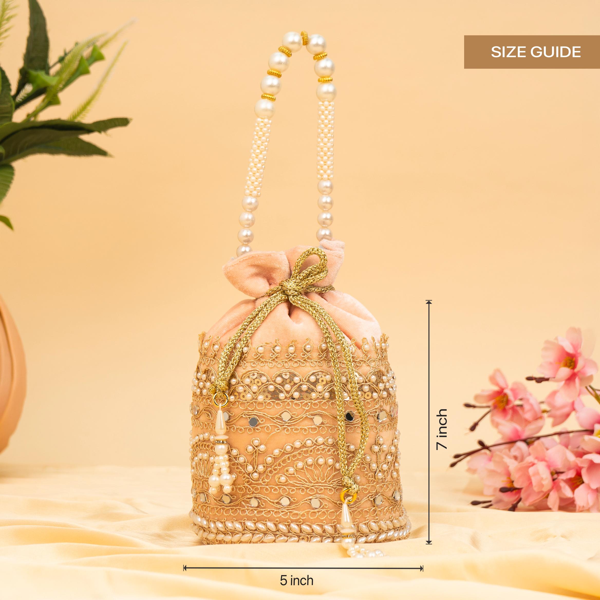 Zari Gold Velvet Potli