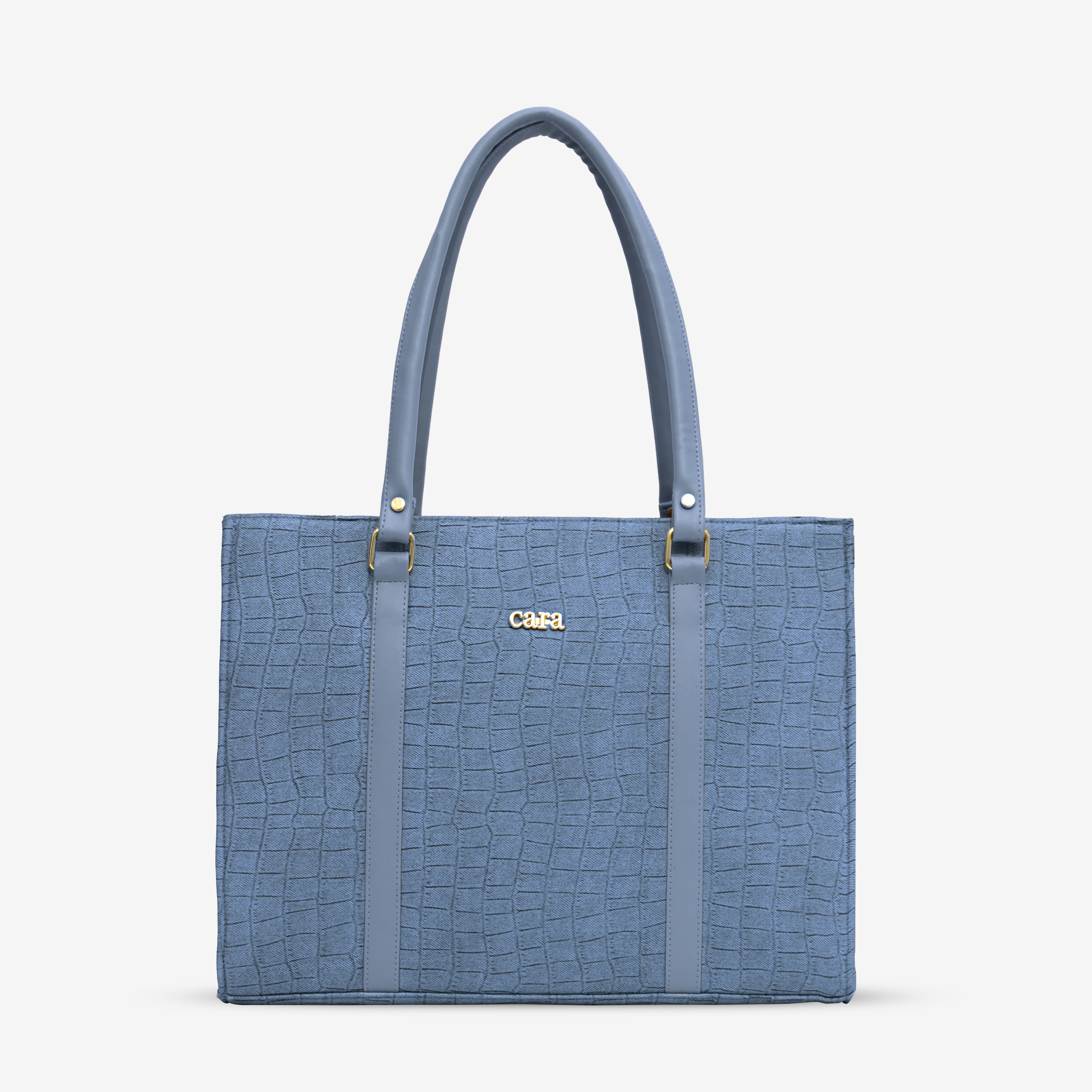 Blue Croc Textured Shoulder Bag I Cara