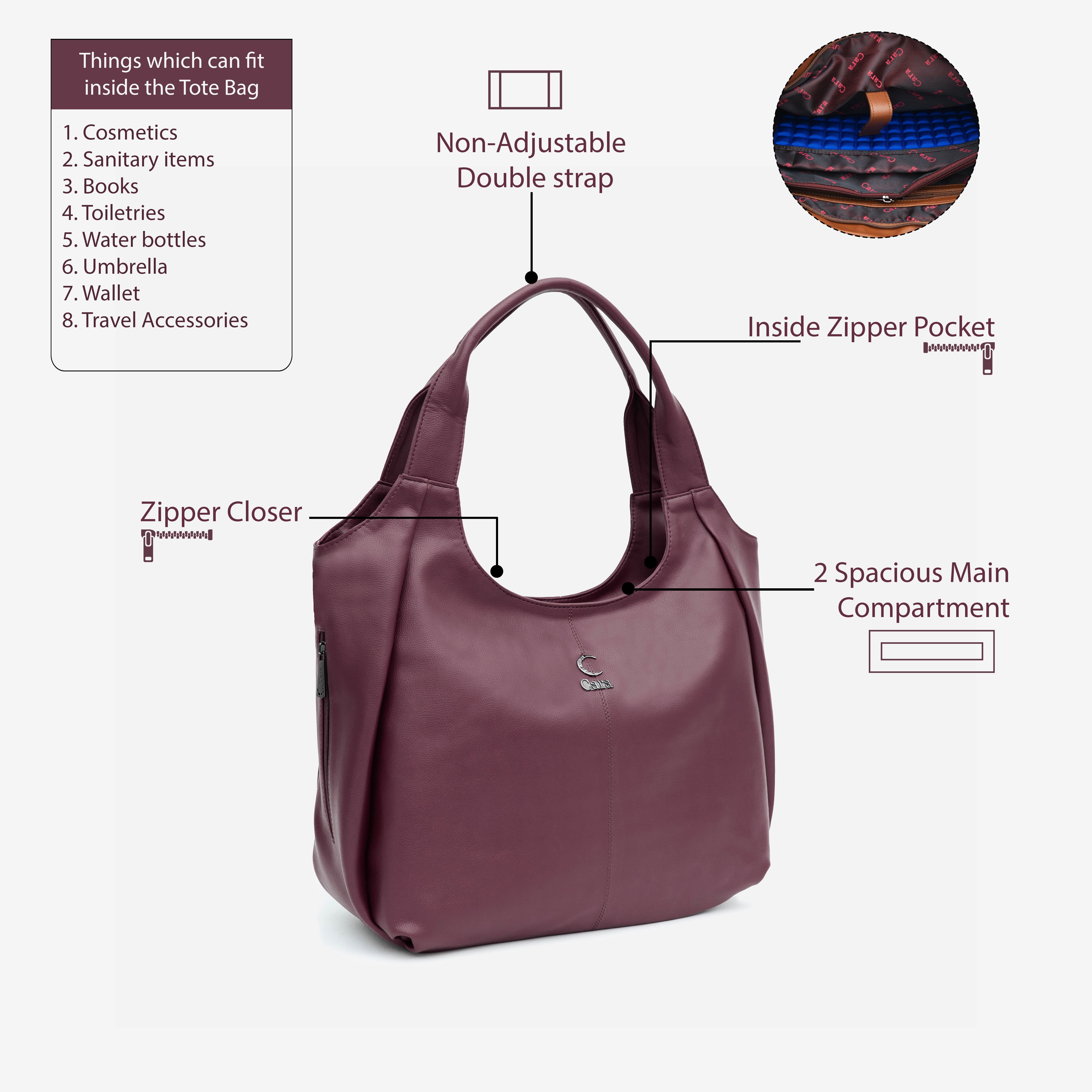 Maroon Crazy Curve HANDBAG I CARA