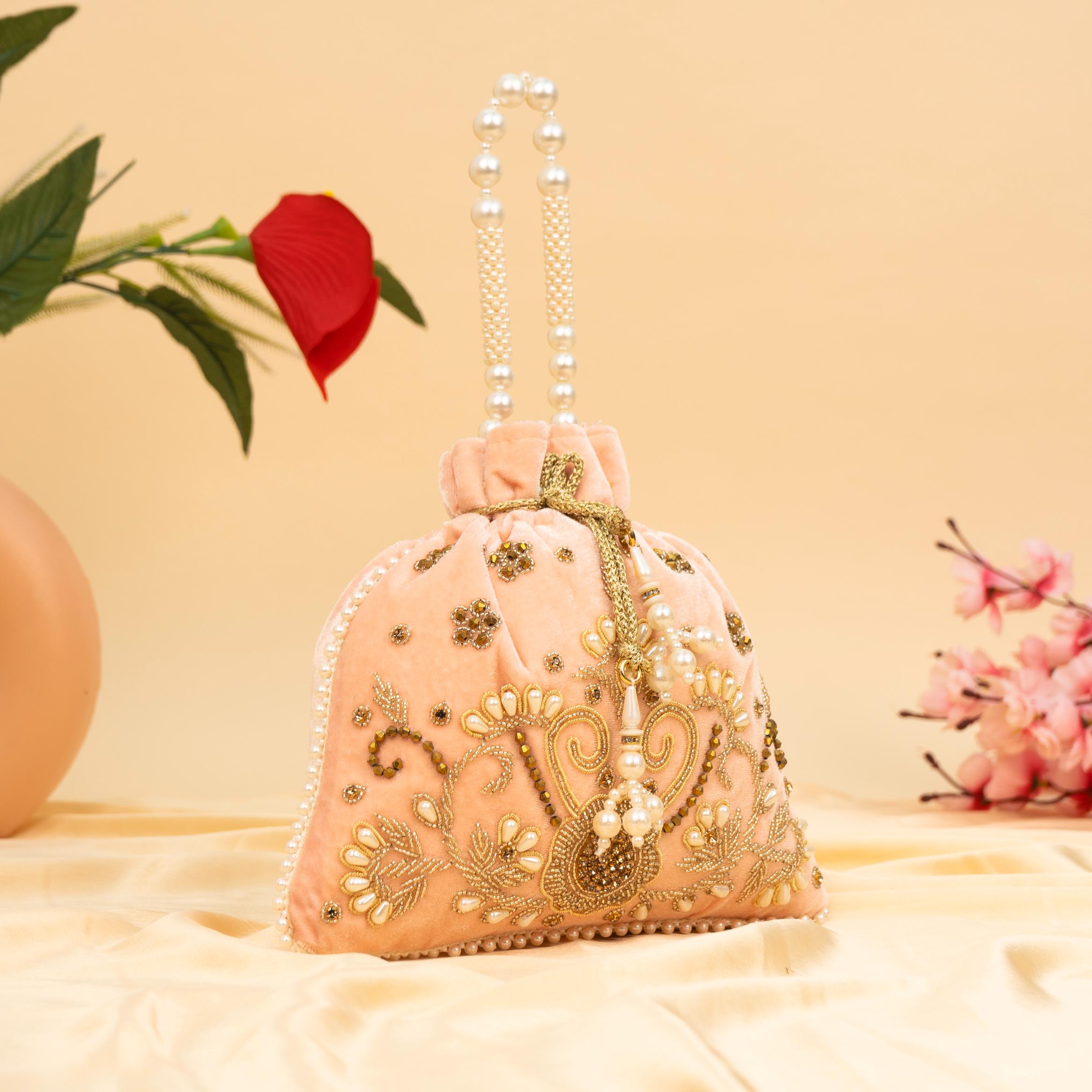 Vibrant Floral Zardosi Potli