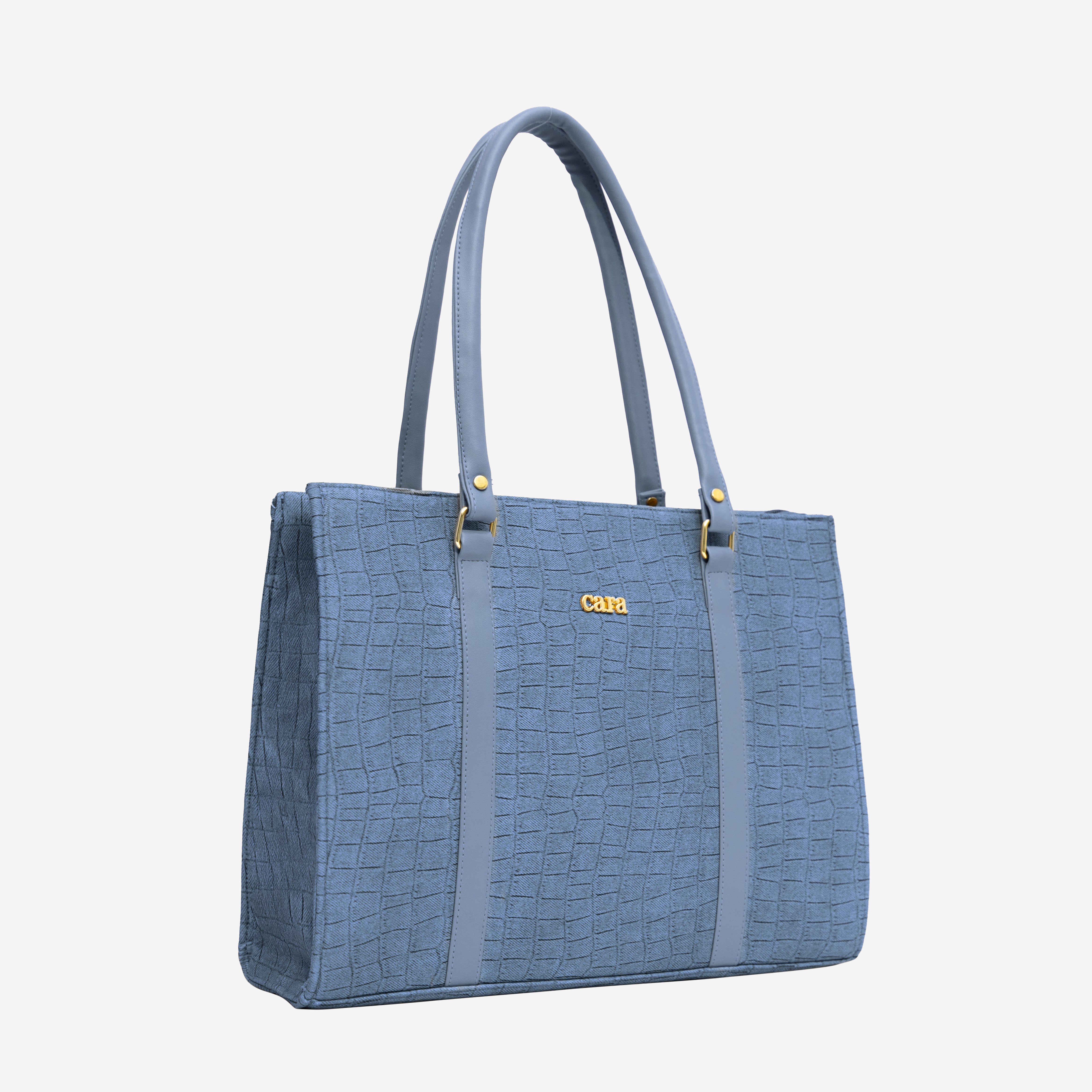 Blue Croc Textured Shoulder Bag I Cara