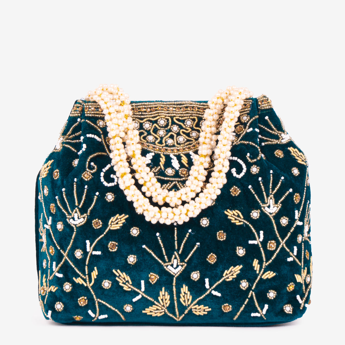 Bridal Pearlstone Velvet Potli