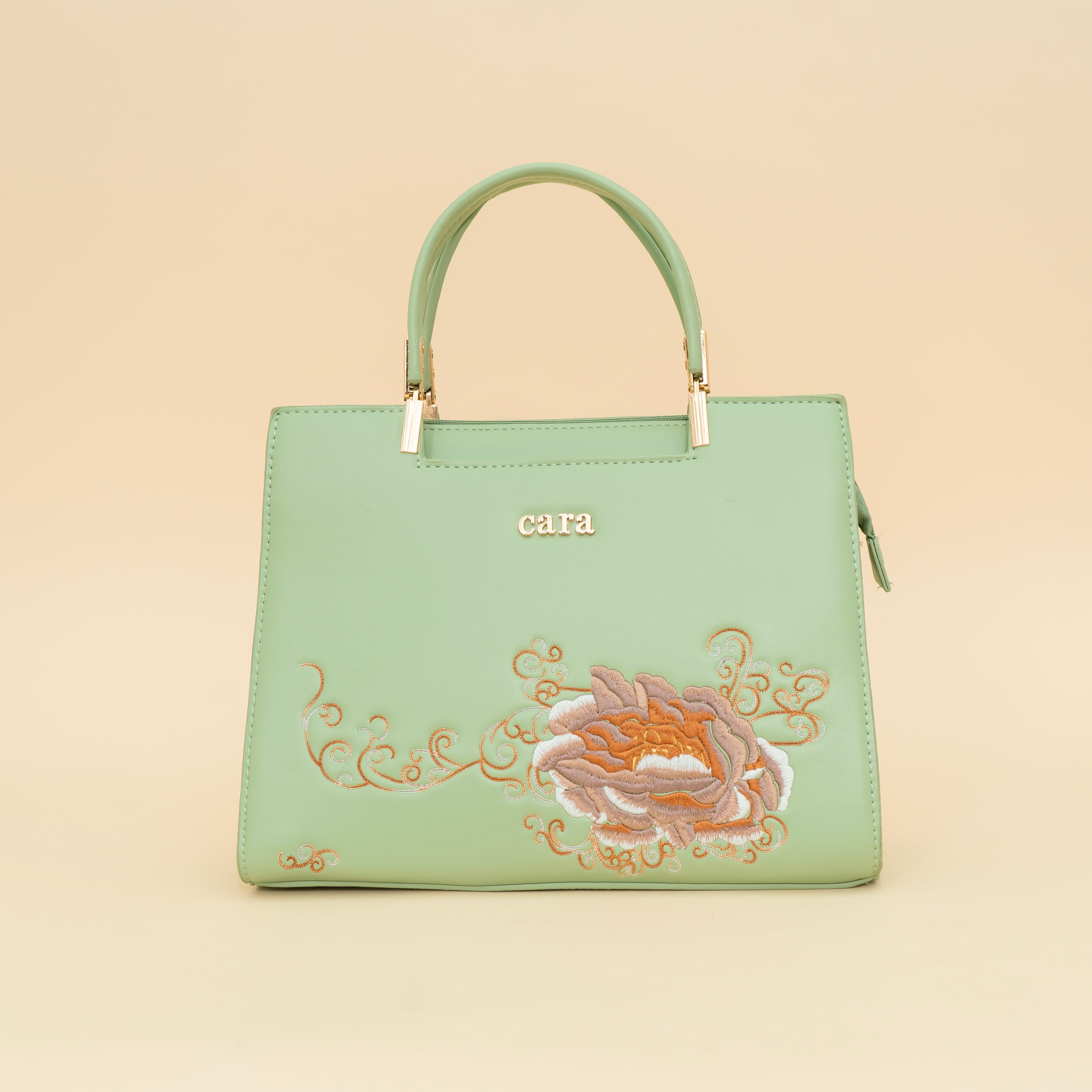 Flawless floral printed green Handbag i cara