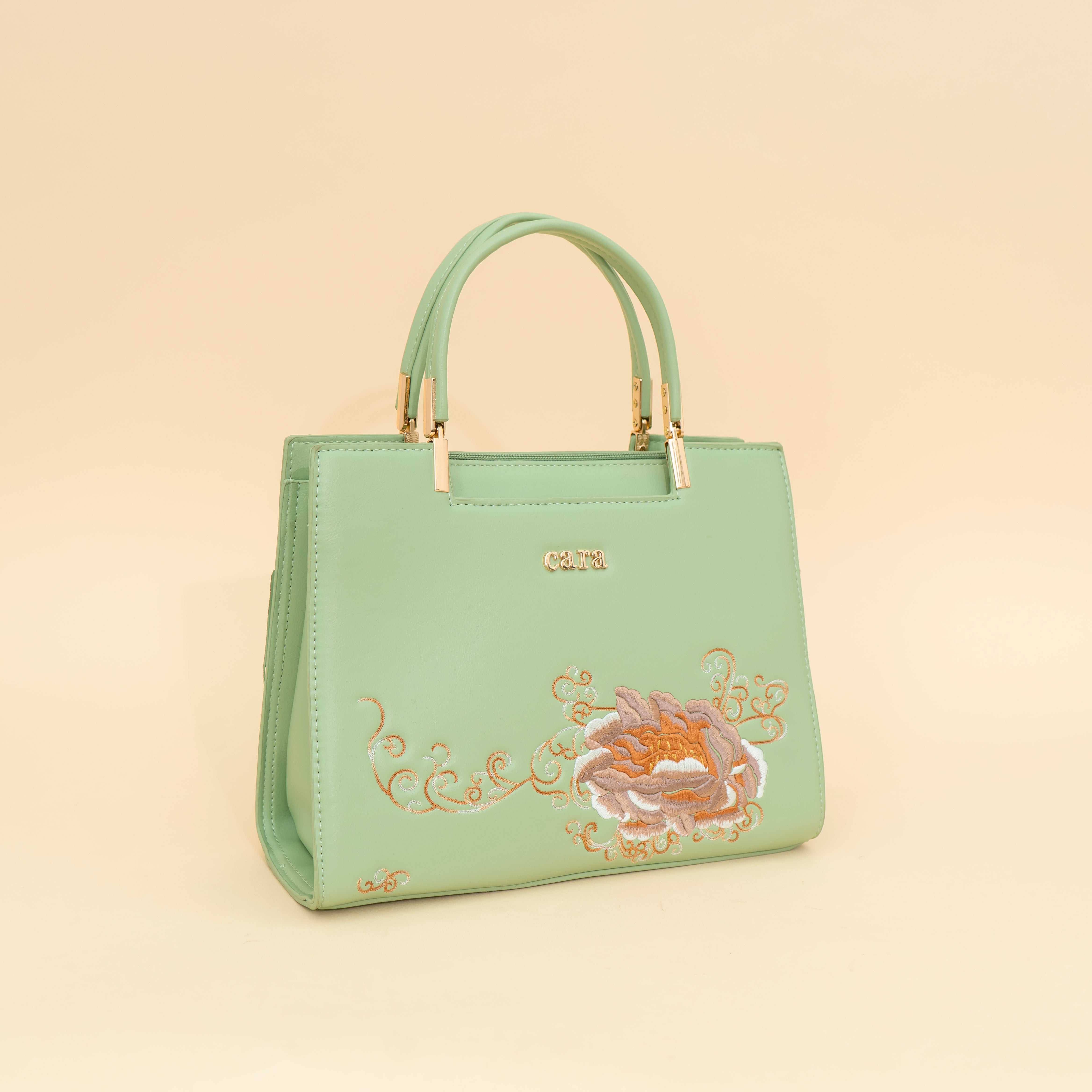 Flawless floral printed green Handbag i cara