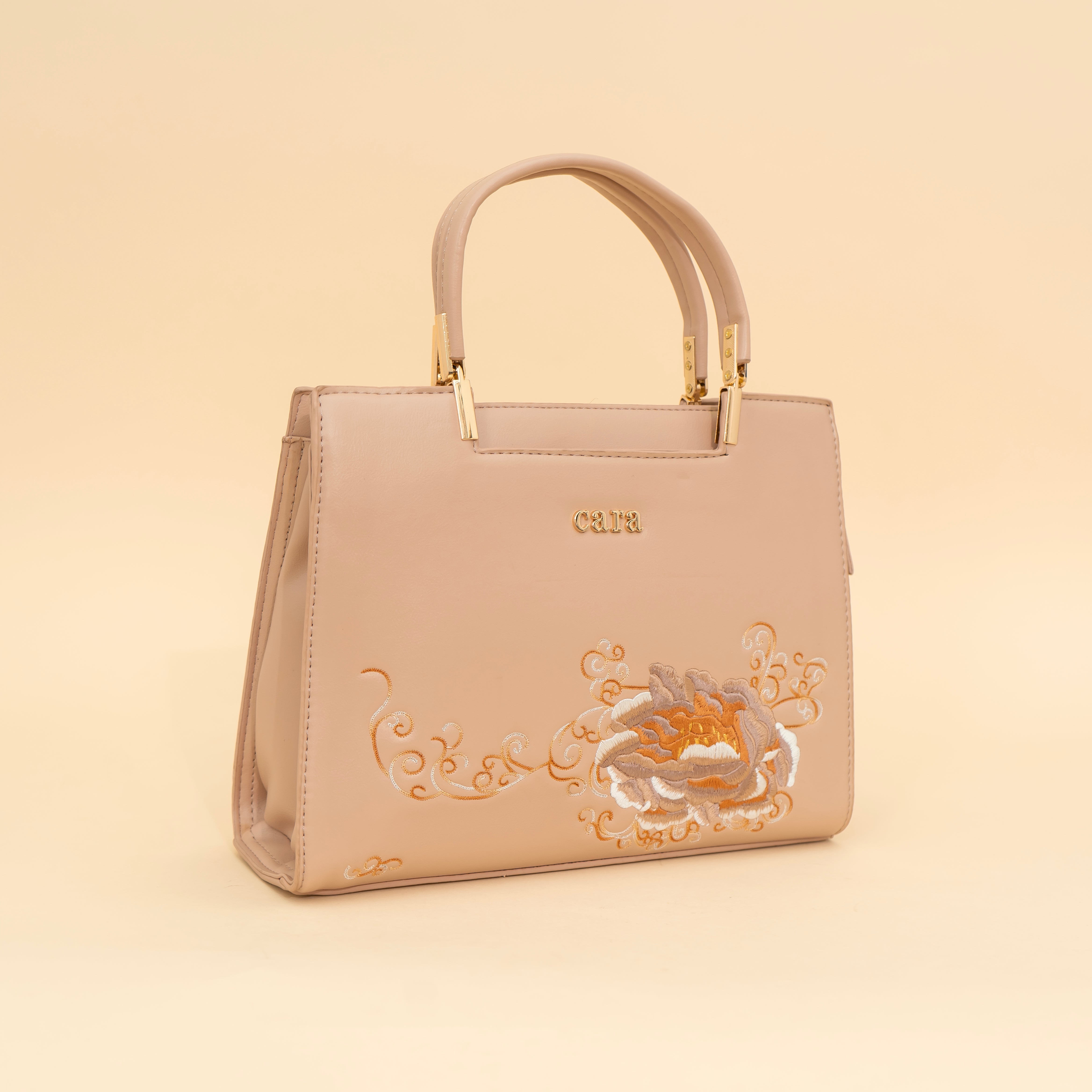 Flawless floral printed peach Handbag i cara