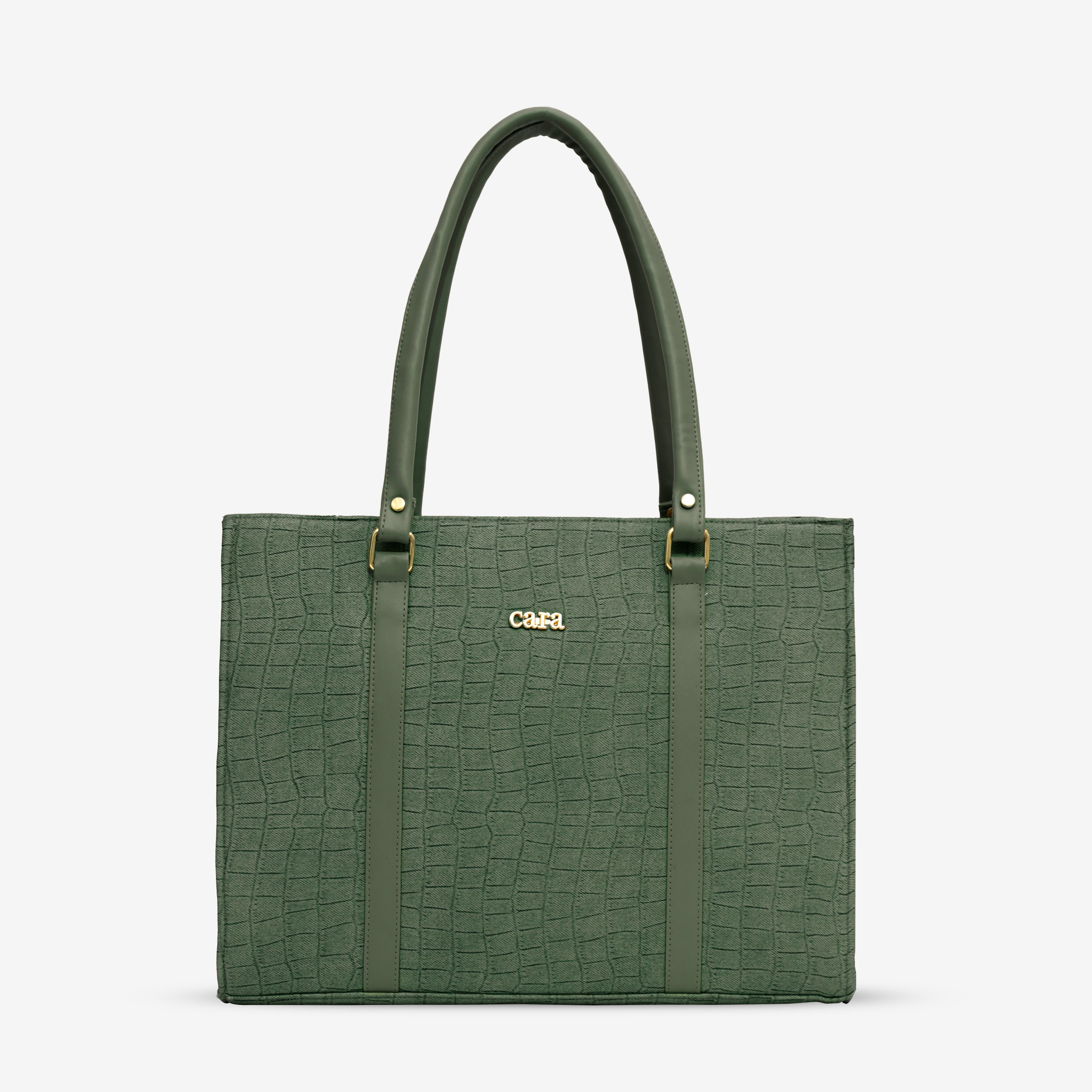 Green Croc Textured Shoulder Bag I Cara