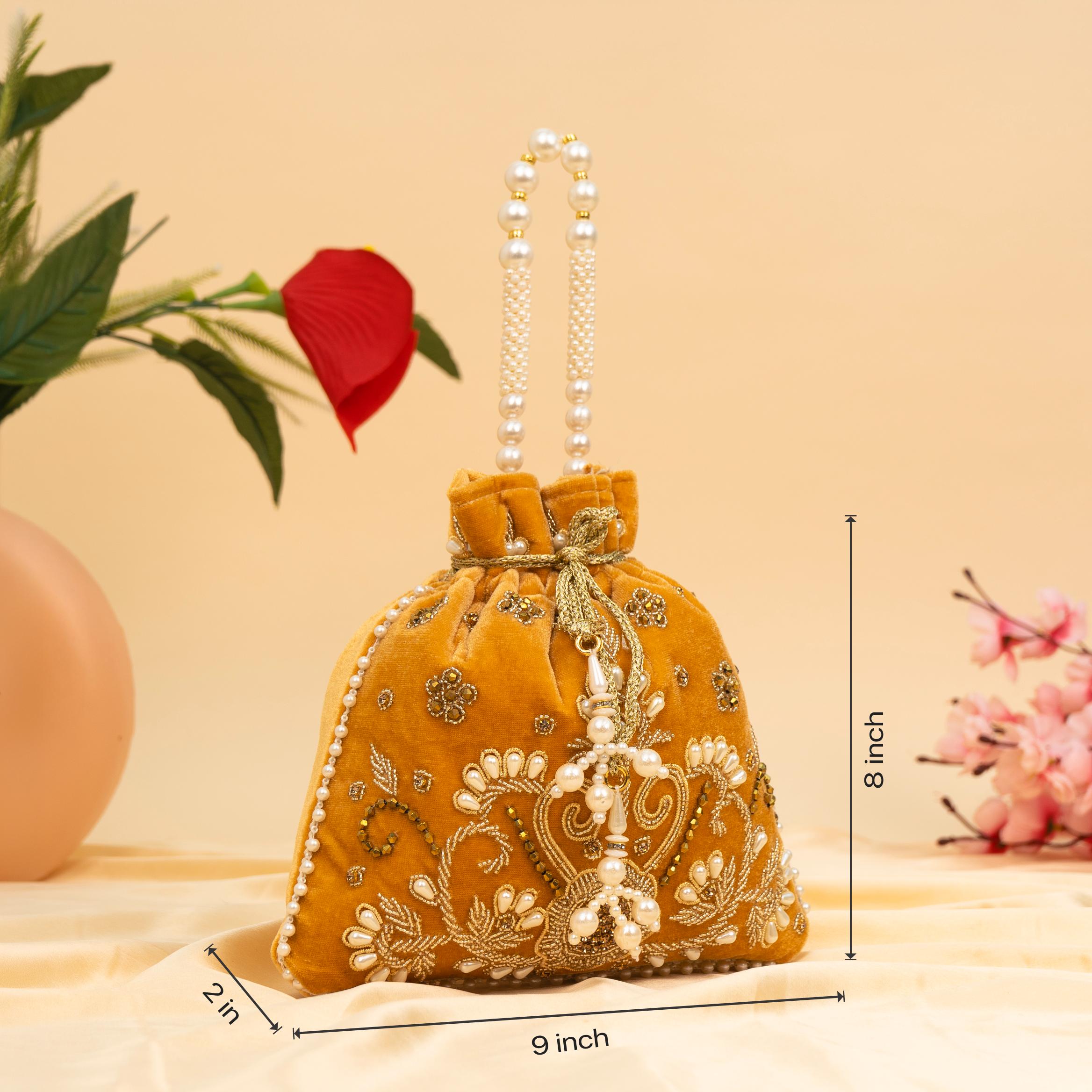 Vibrant Floral Zardosi Potli