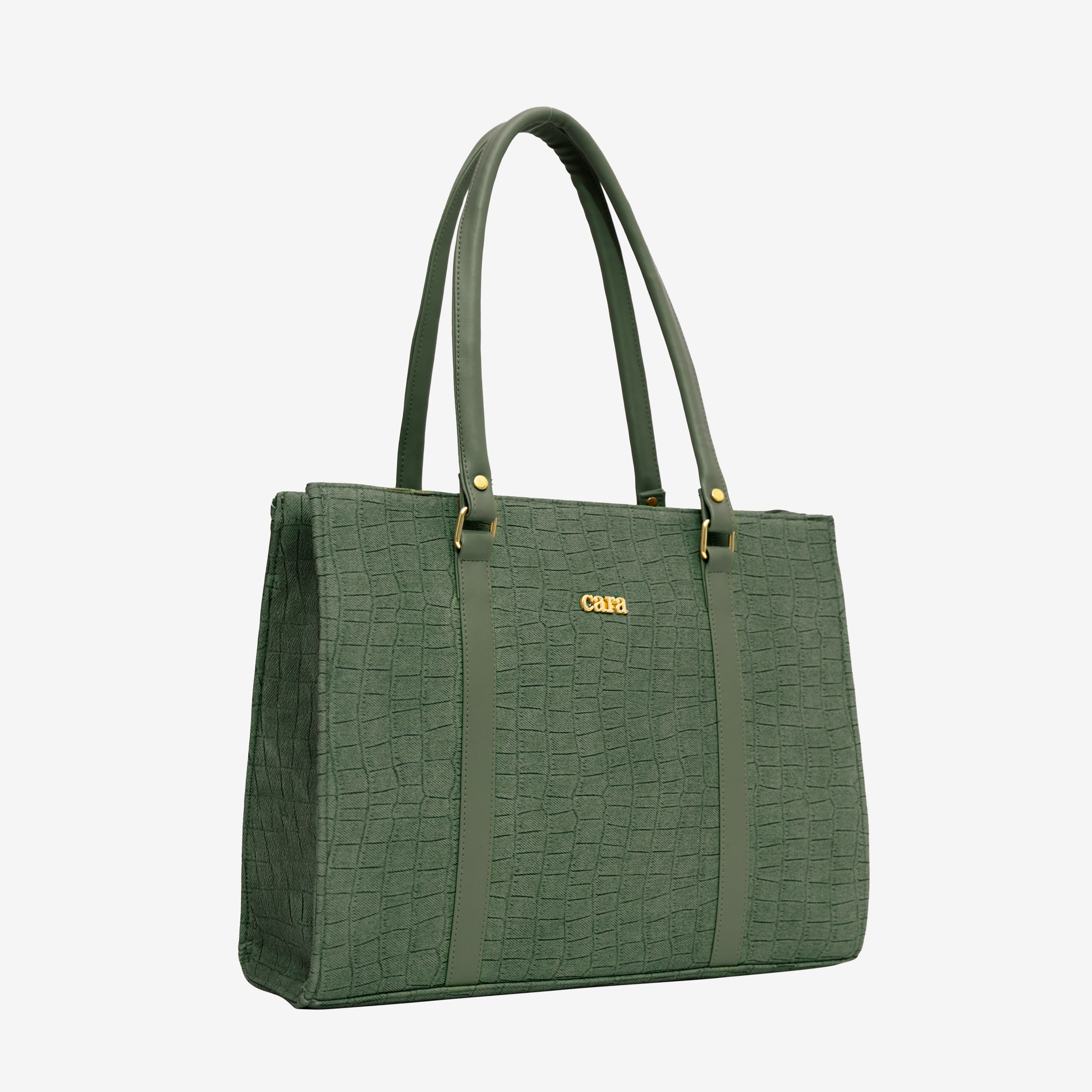 Green Croc Textured Shoulder Bag I Cara