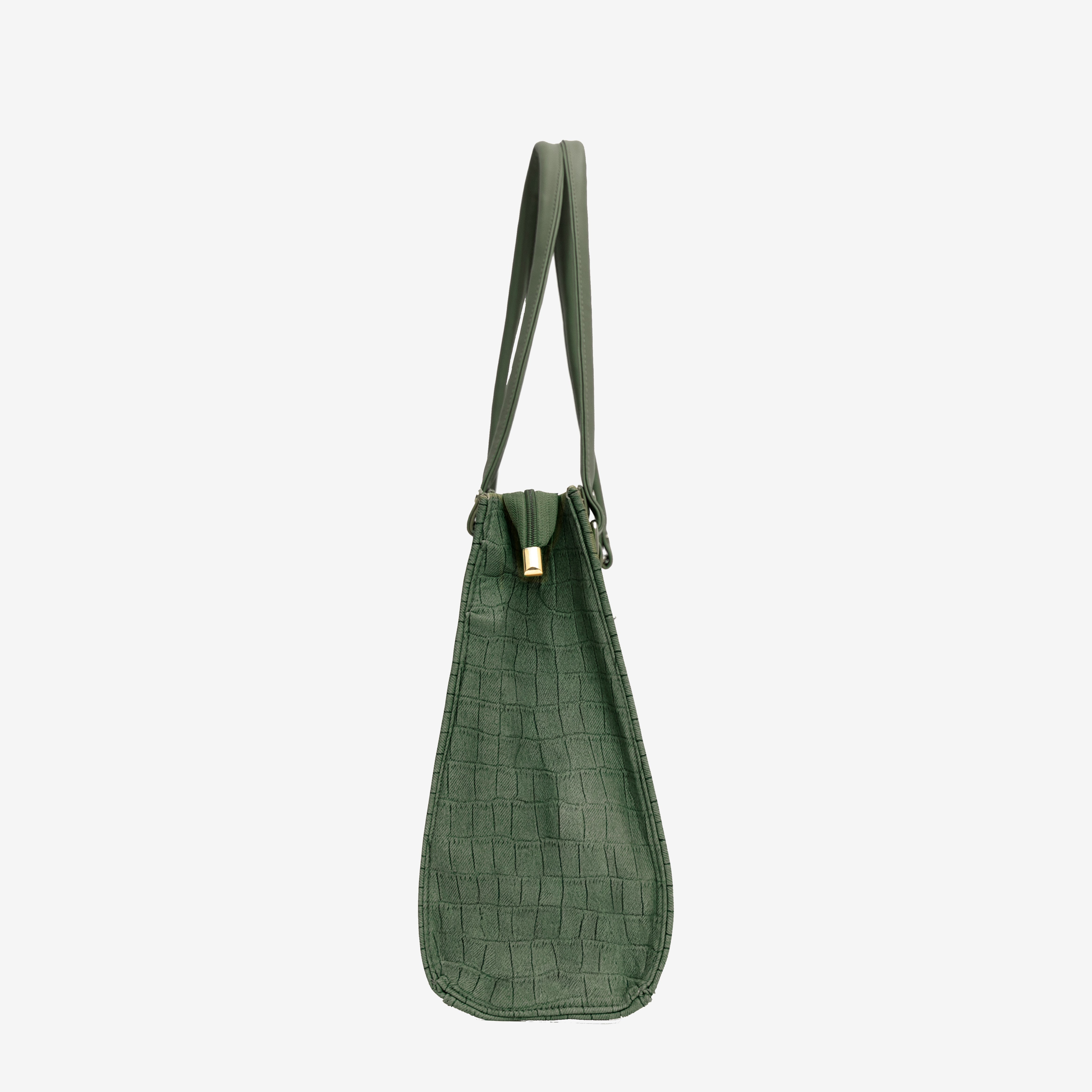 Green Croc Textured Shoulder Bag I Cara