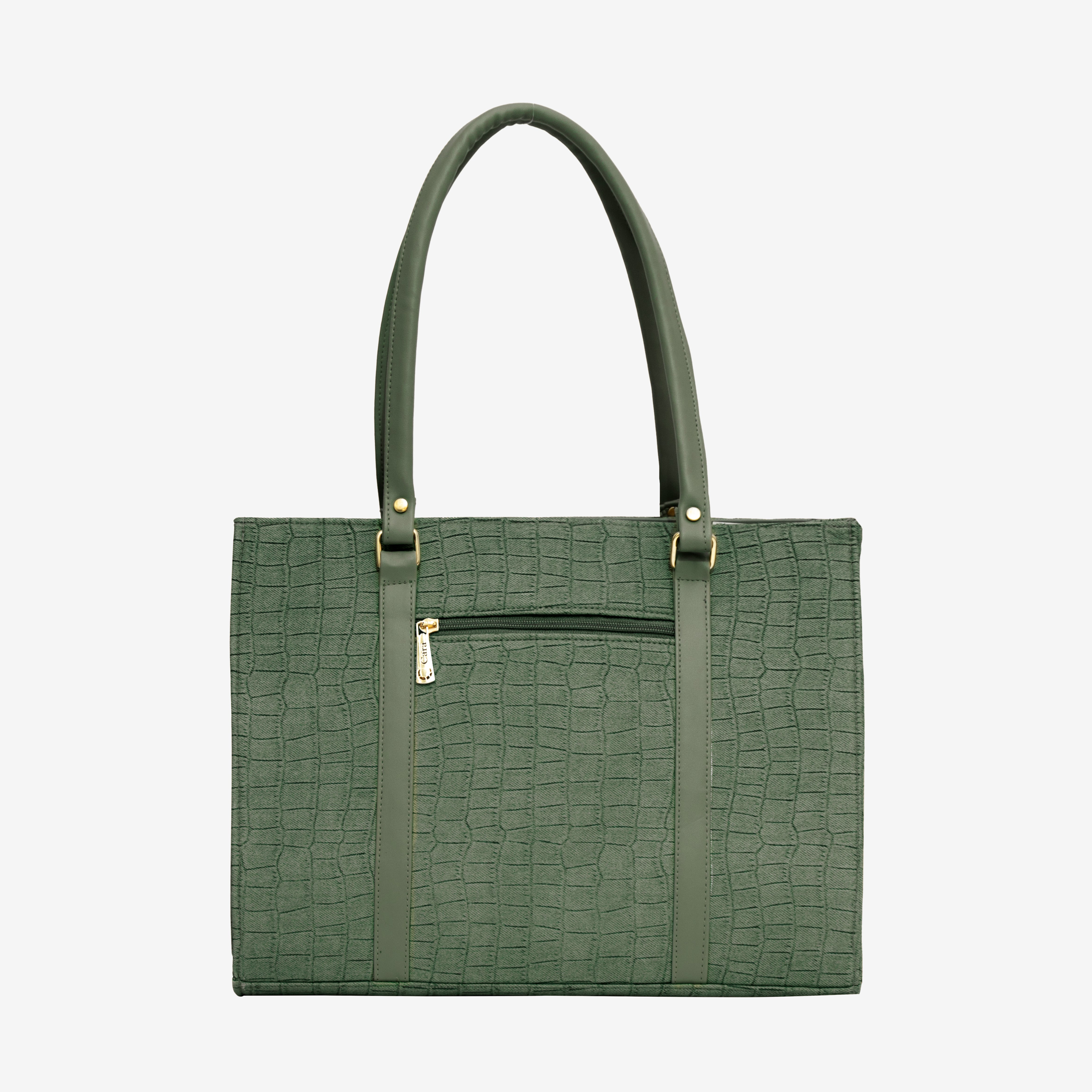 Green Croc Textured Shoulder Bag I Cara