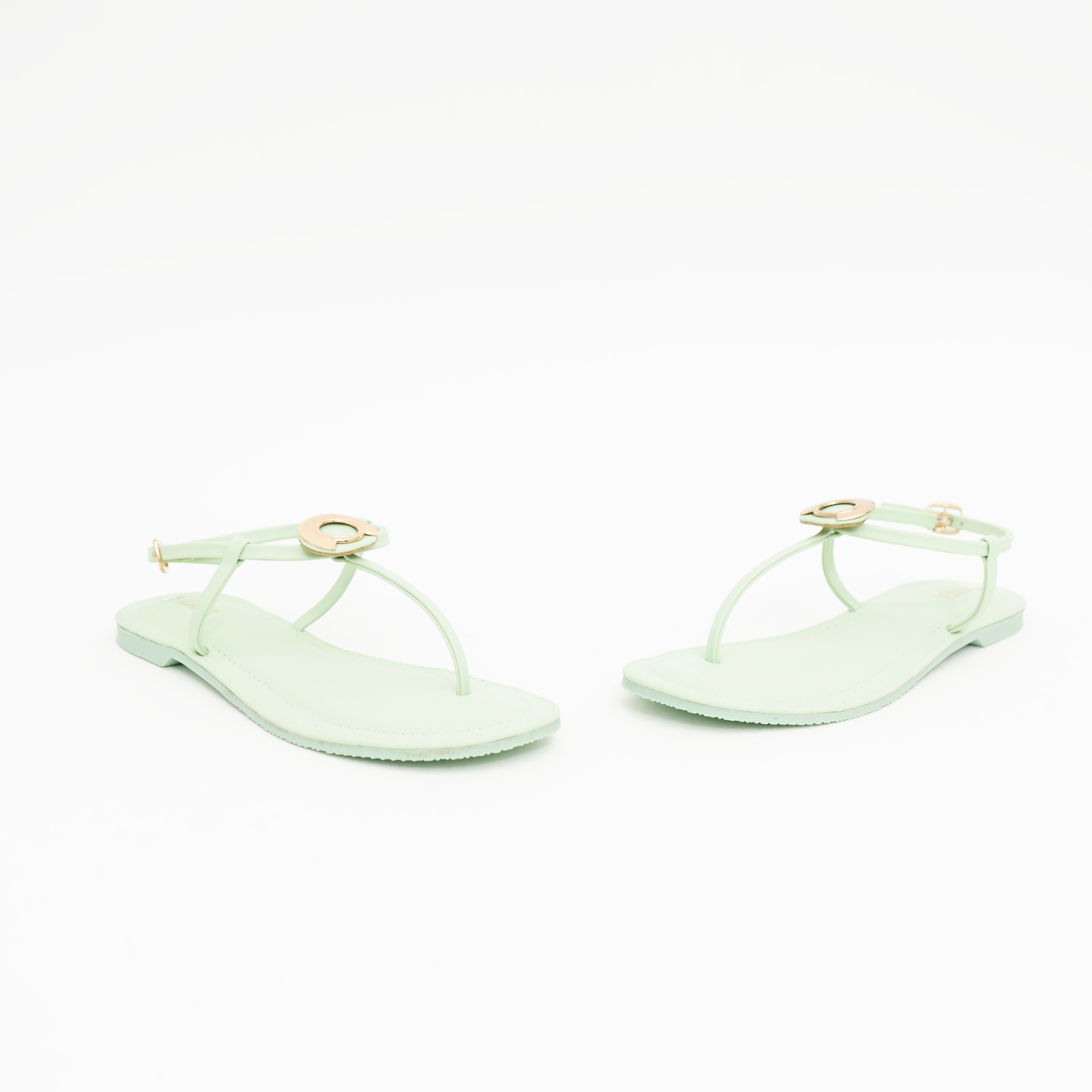 Green Metallic Ring Elegance Sandals | Cara