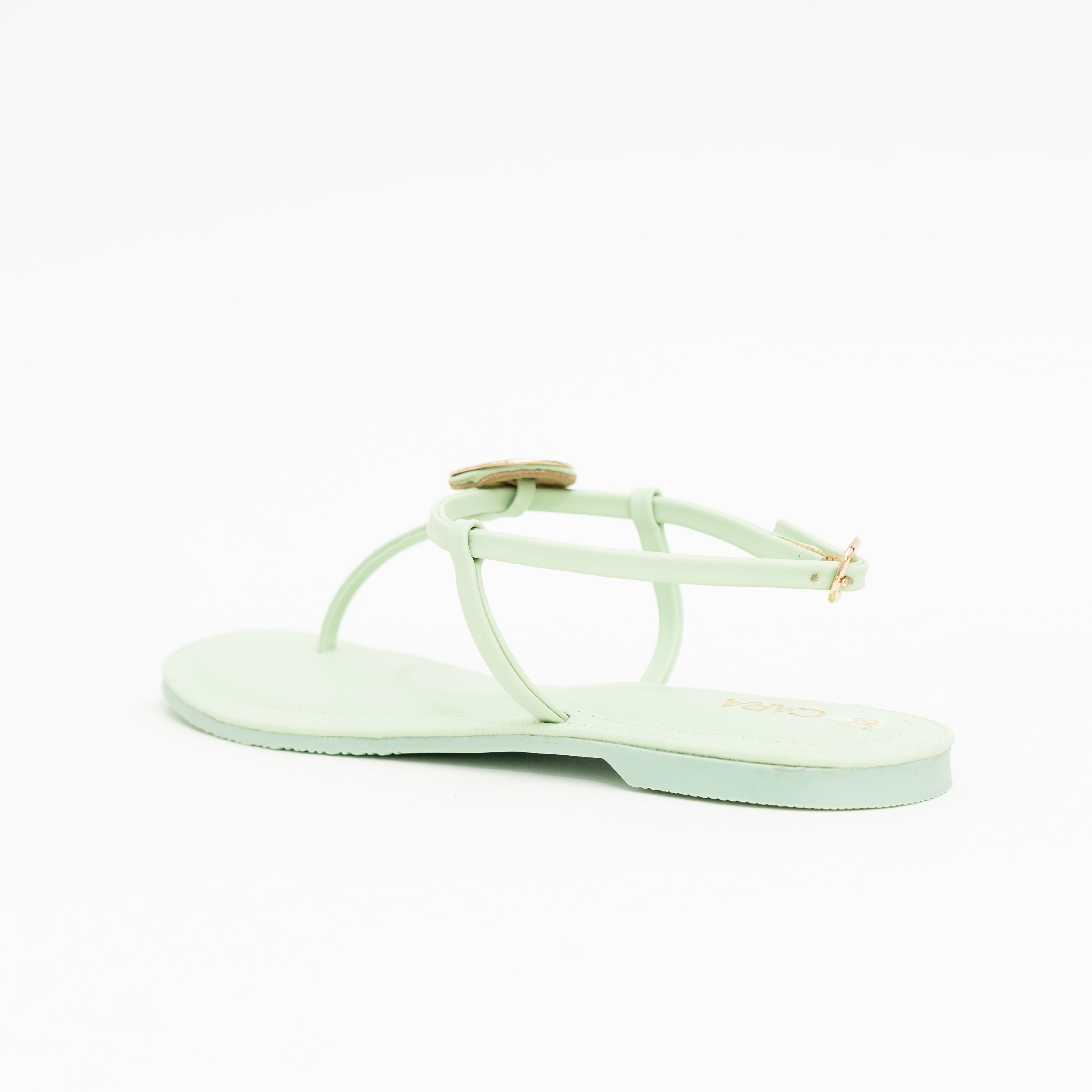 Green Metallic Ring Elegance Sandals | Cara