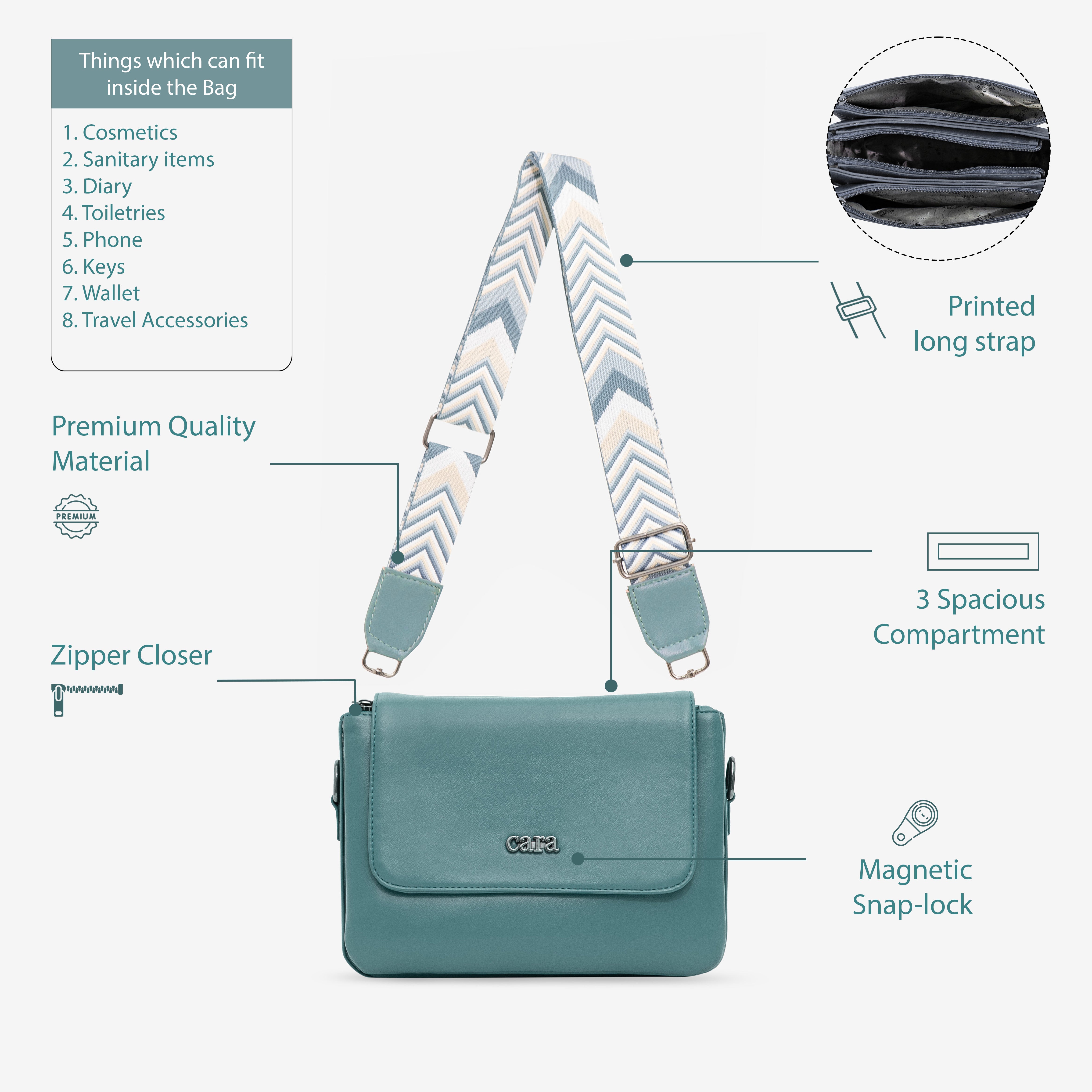 blue  Casual Catcher  slingbag    | cara