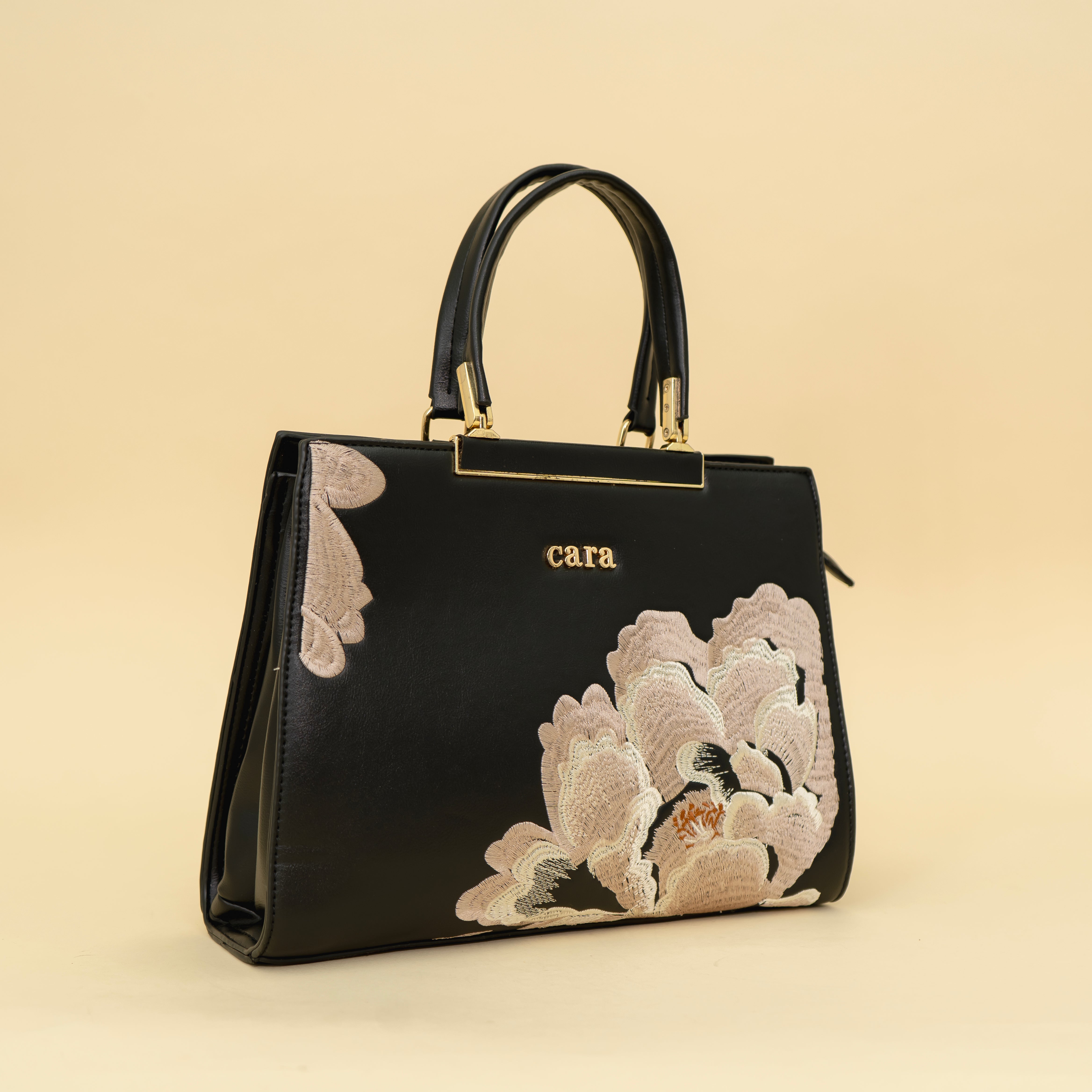 Black Floral Flourish handbag I  cara