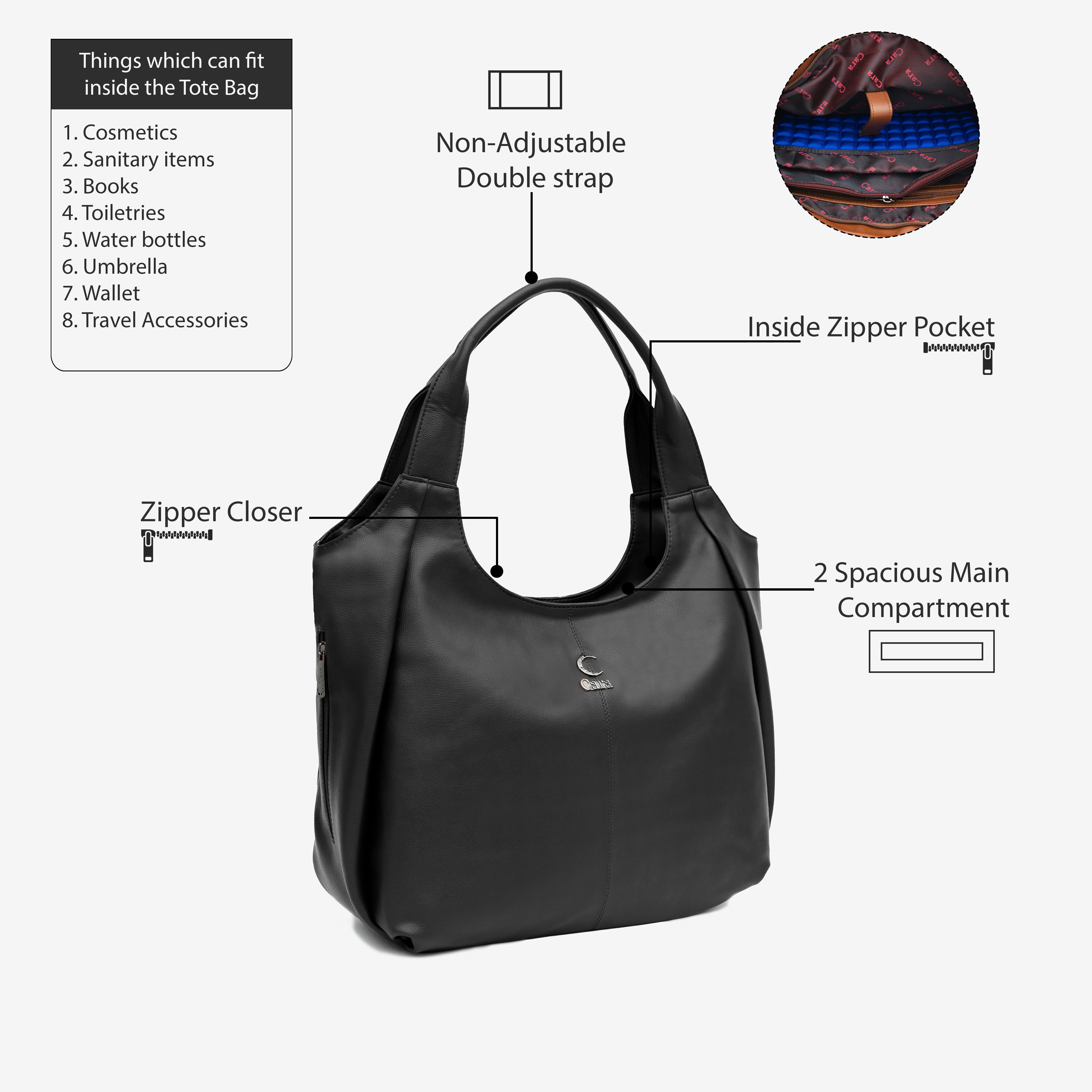 Black Crazy Curve HANDBAG | CARA