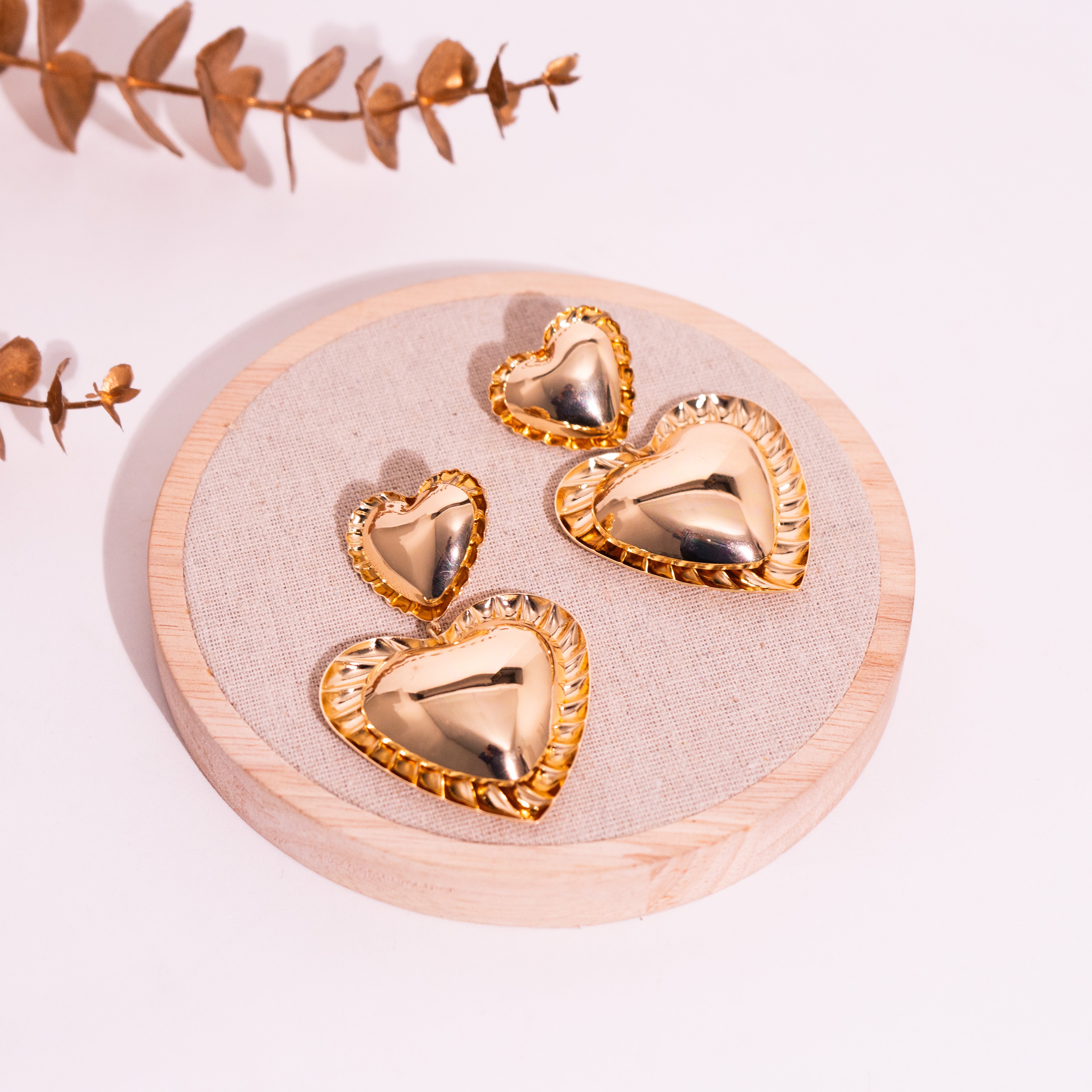 Golden Heart Drops Earrings