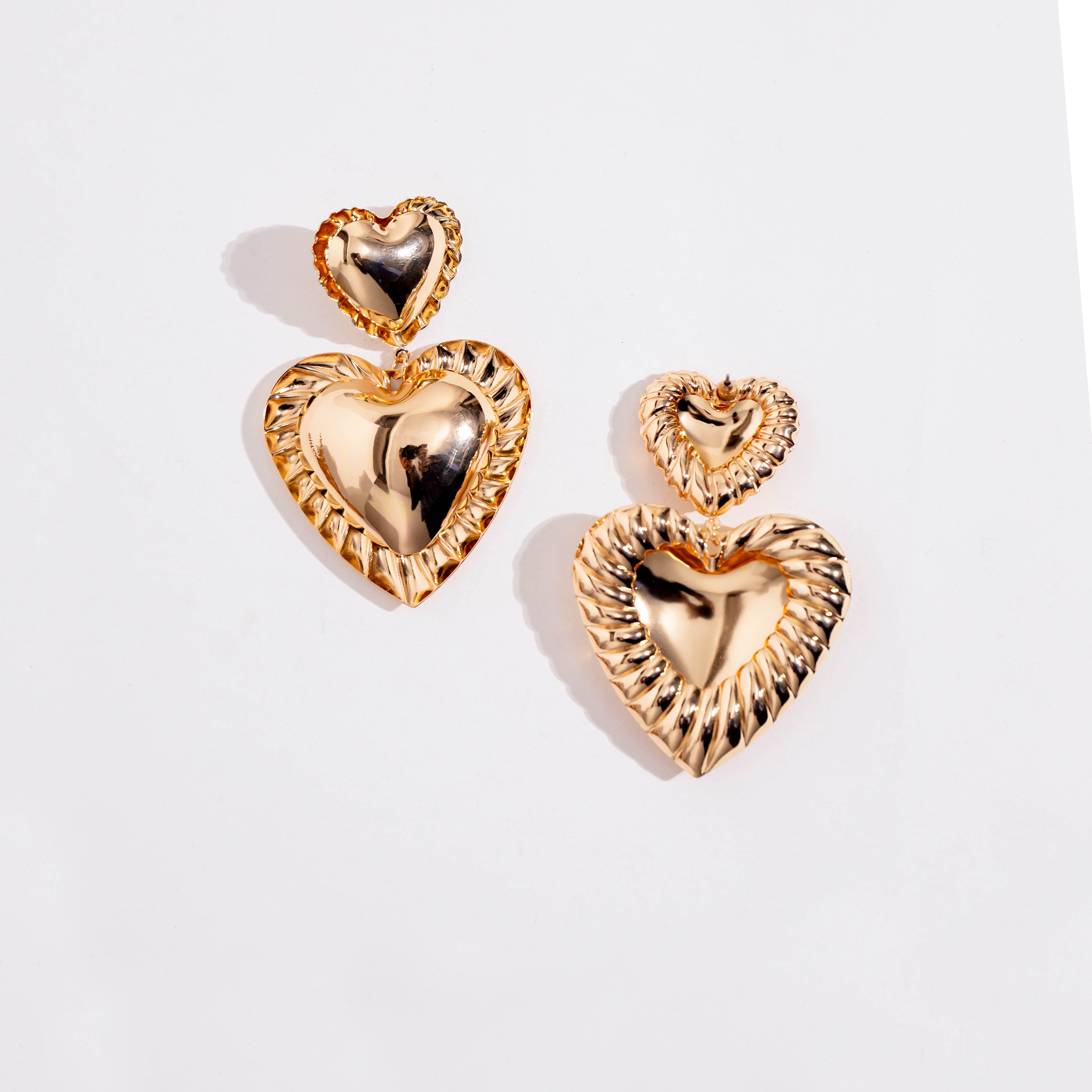 Golden Heart Drops Earrings