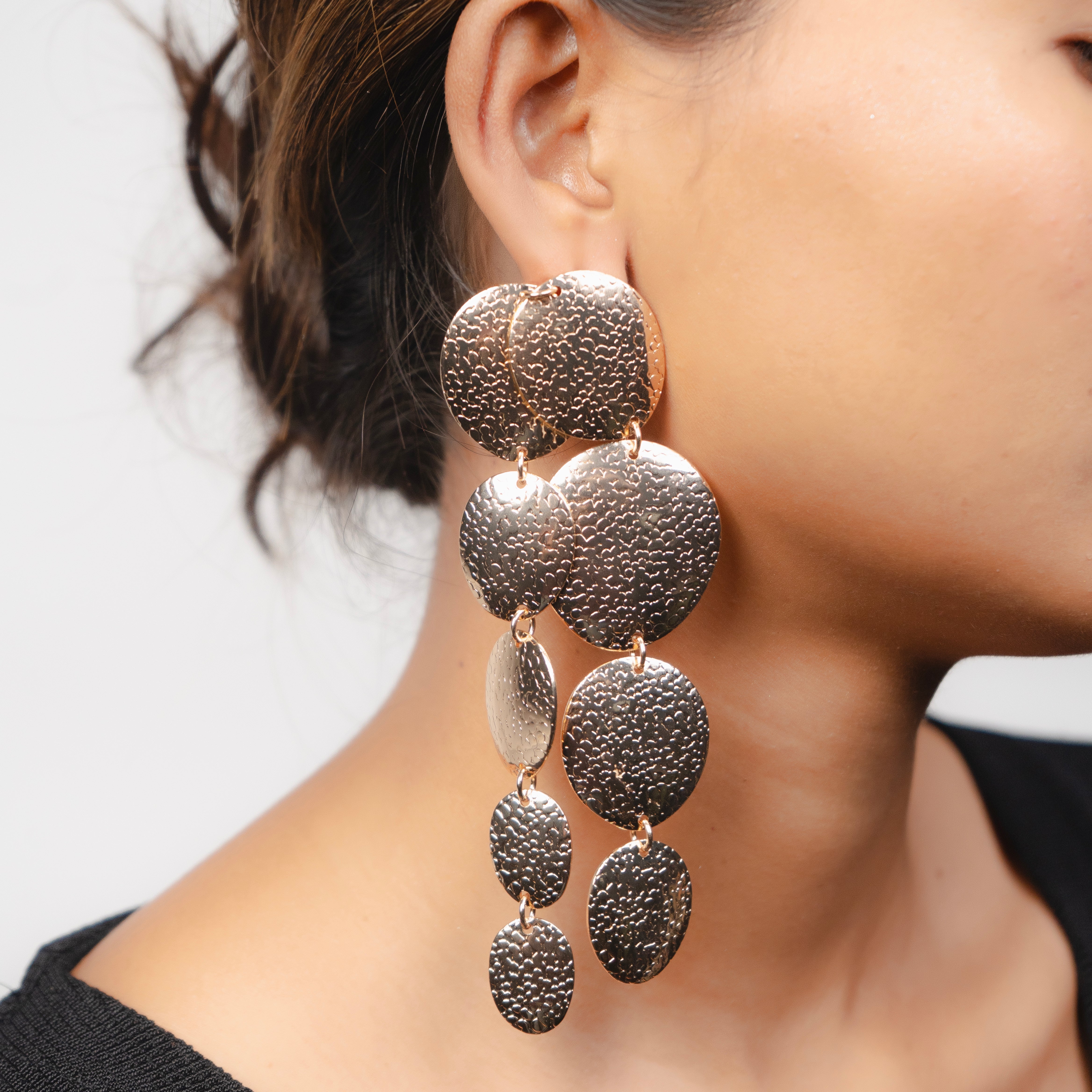 Layered Texture Disc Earrings