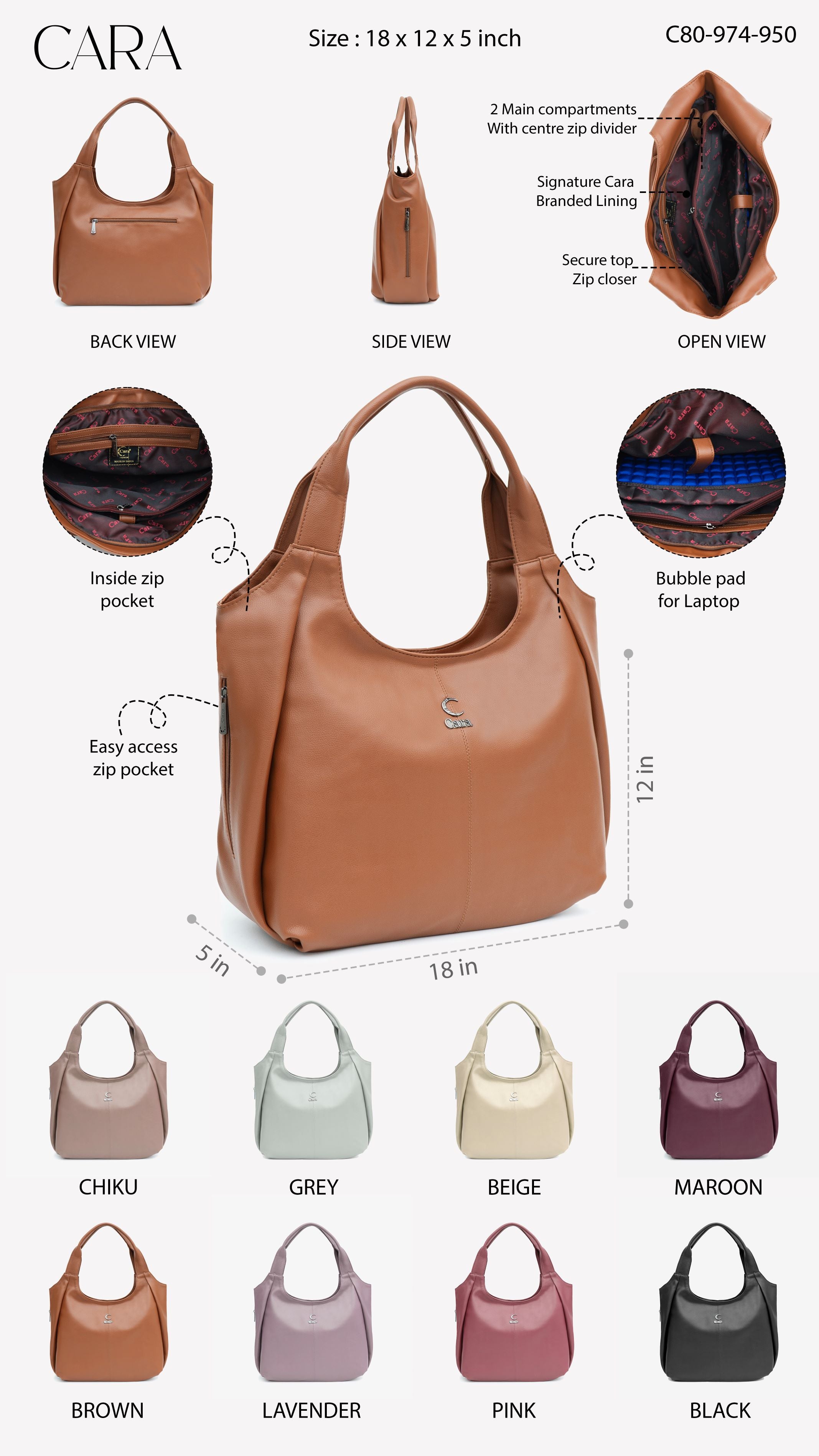 Brown Crazy Curve HANDBAG I CARA