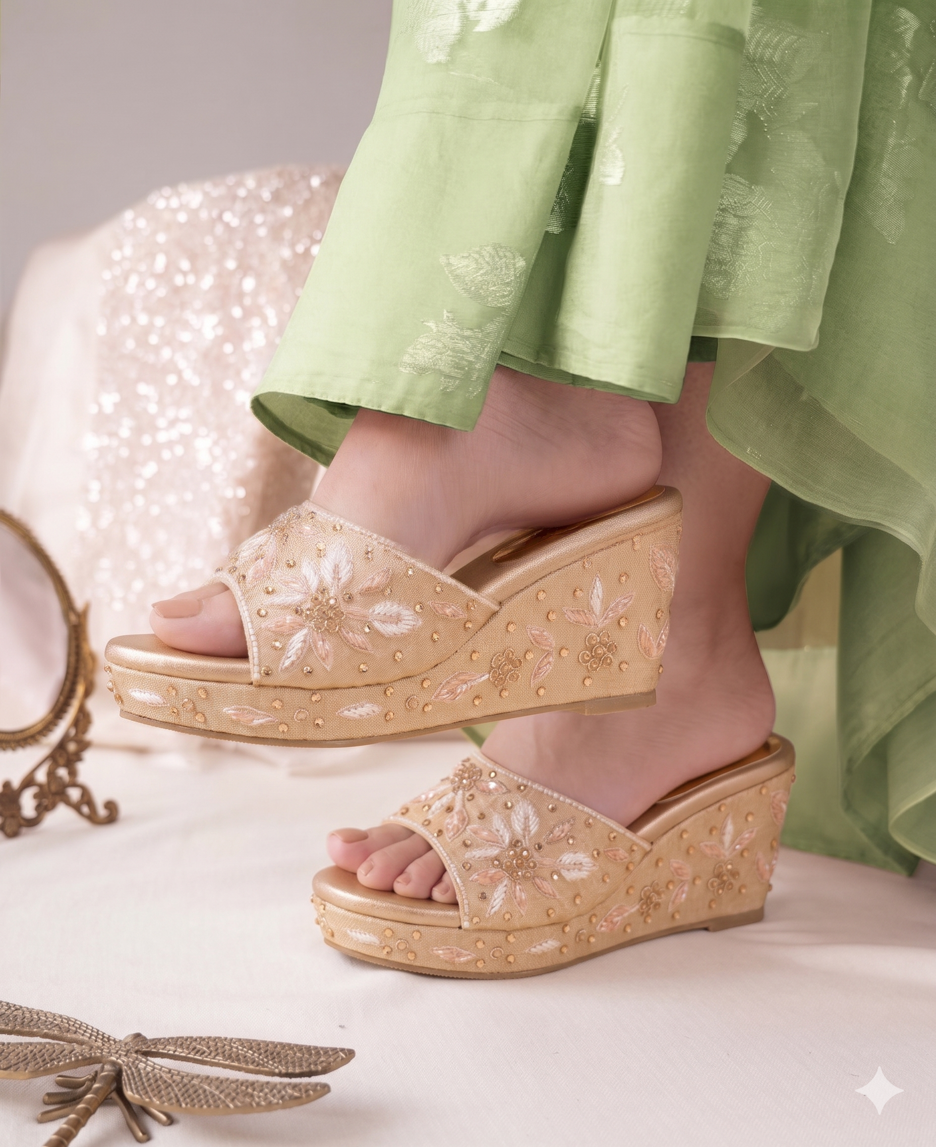 Rhinestone Petal Wedges