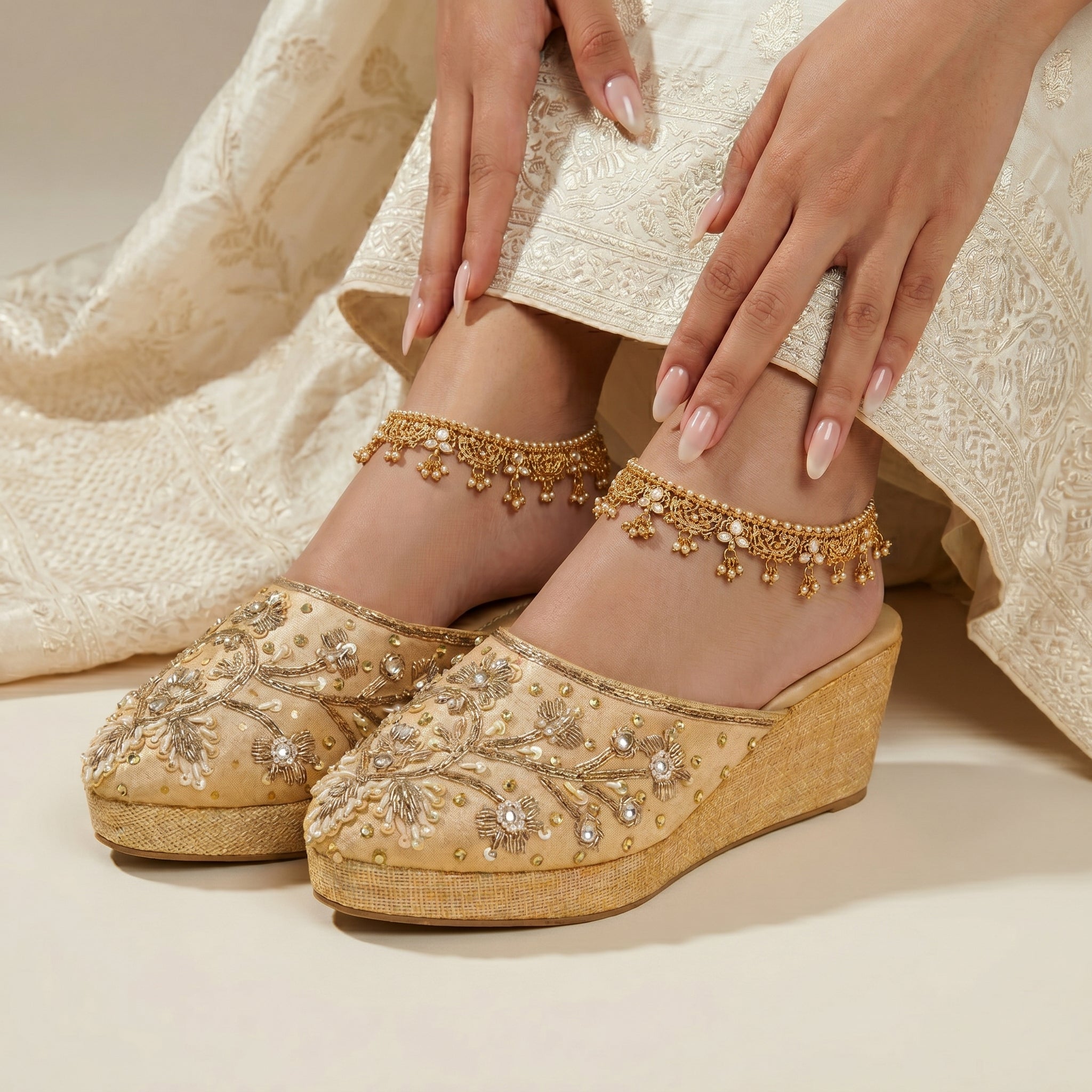 Sequin Glam Stone Wedges